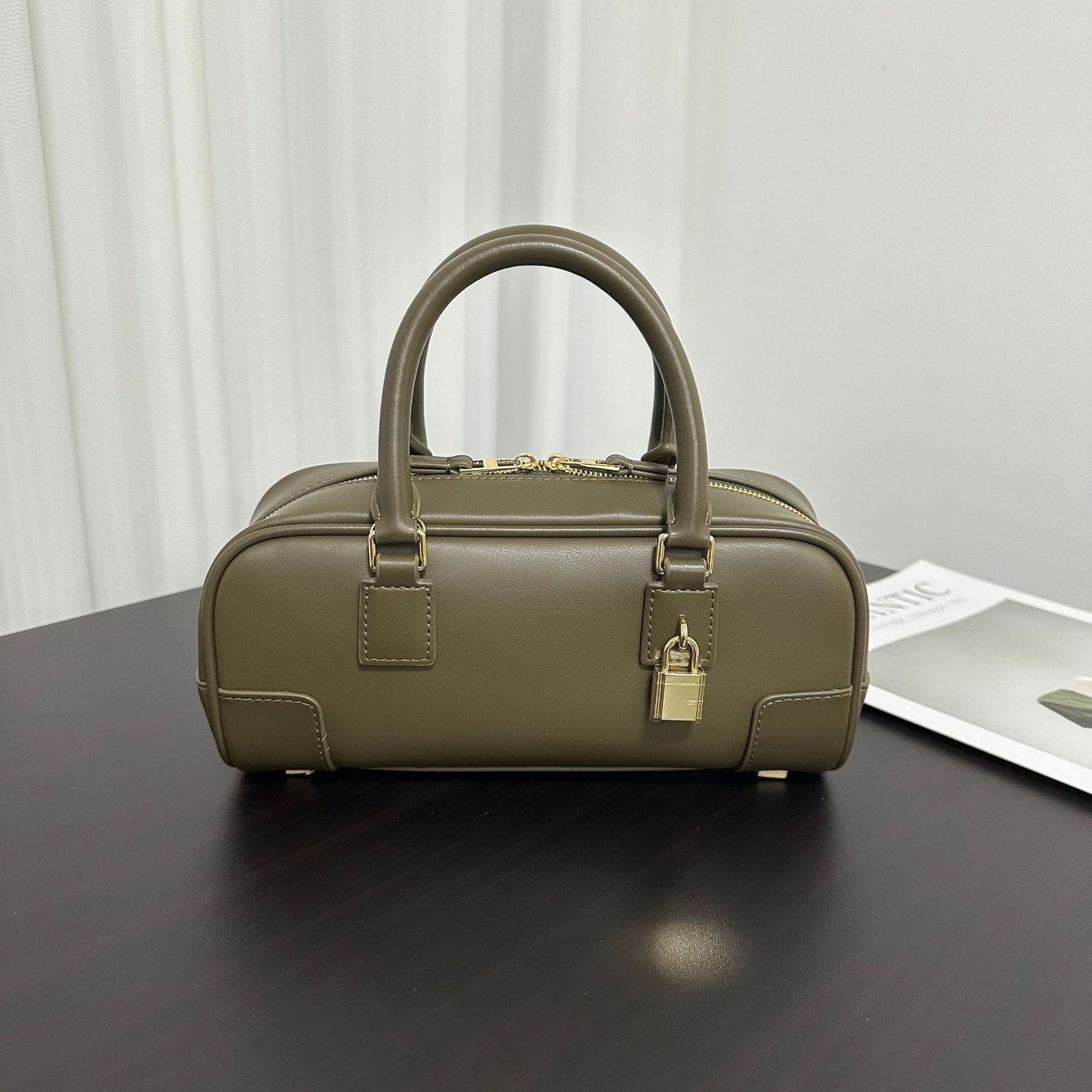 Compact Soft-Grain Leather Top Handle Bag