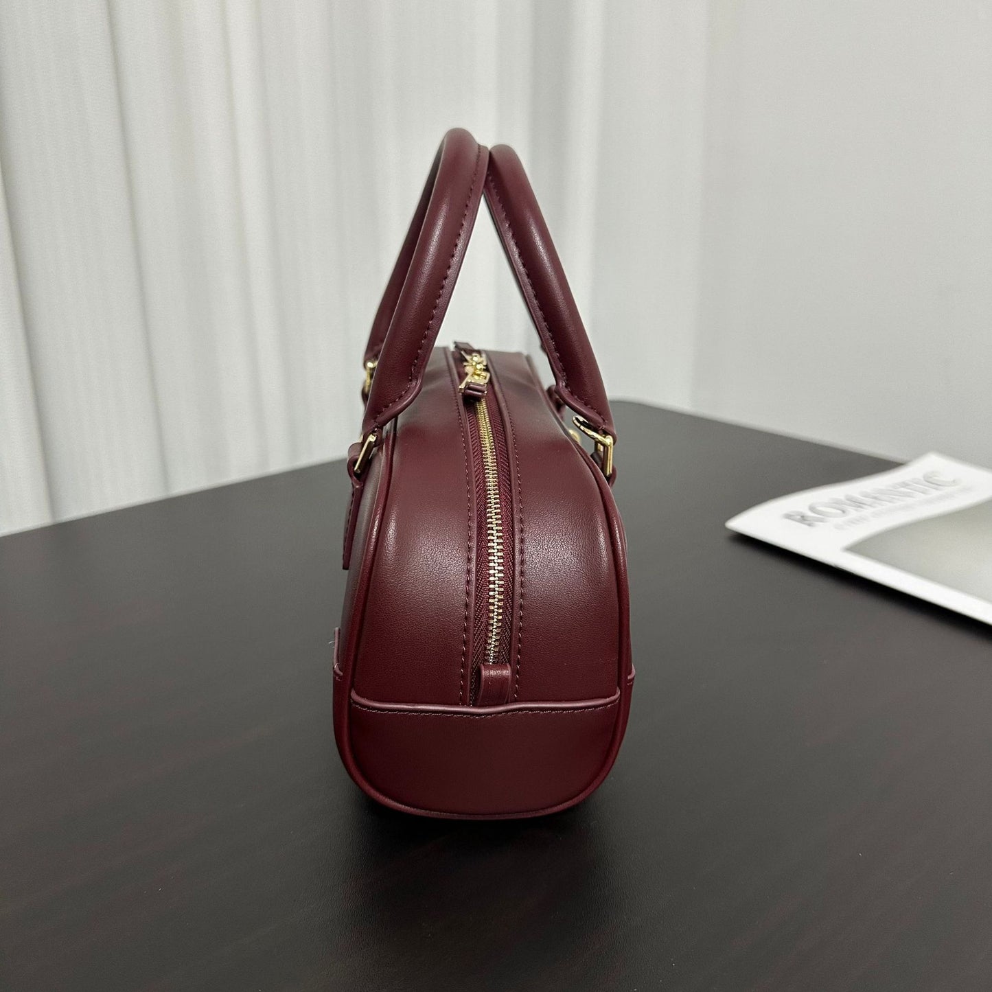 Compact Soft-Grain Leather Top Handle Bag