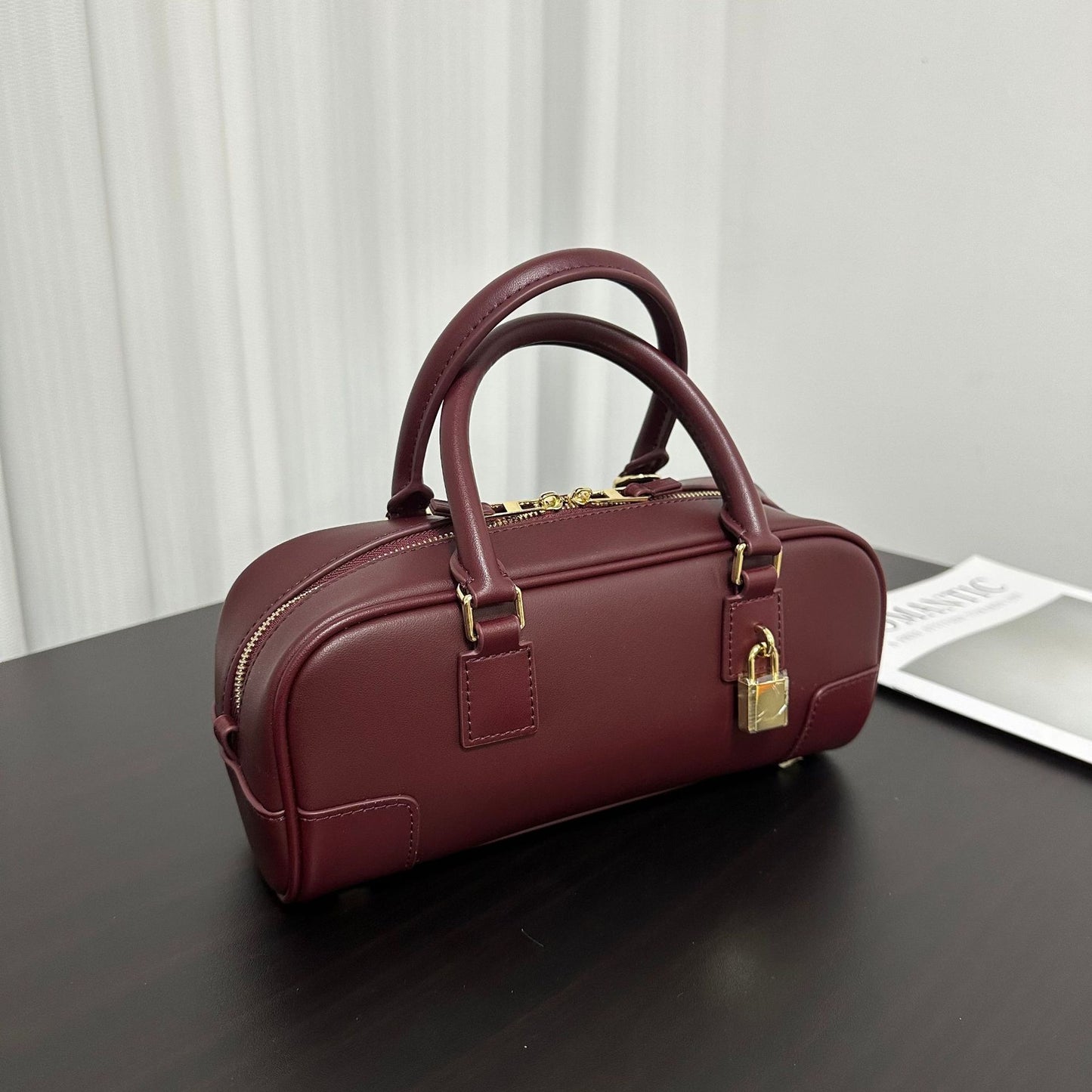 Compact Soft-Grain Leather Top Handle Bag