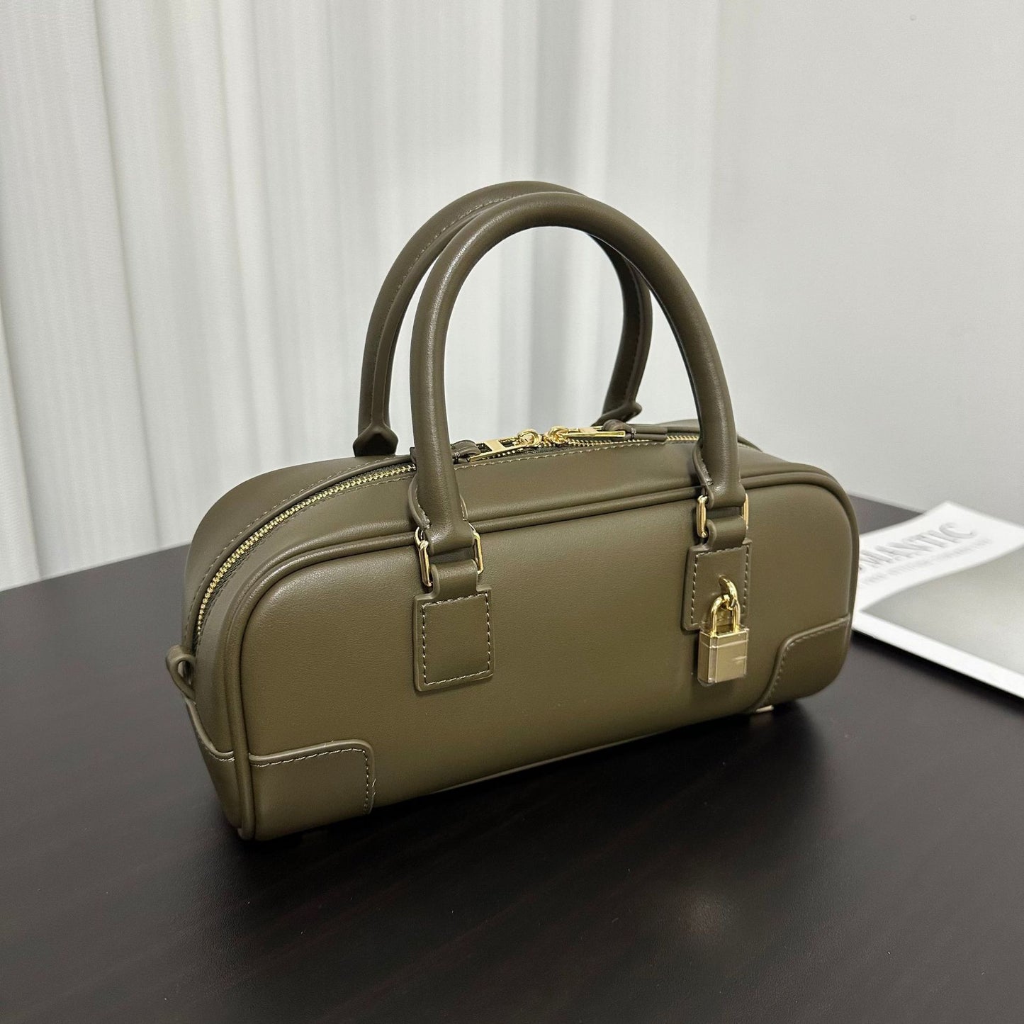 Compact Soft-Grain Leather Top Handle Bag