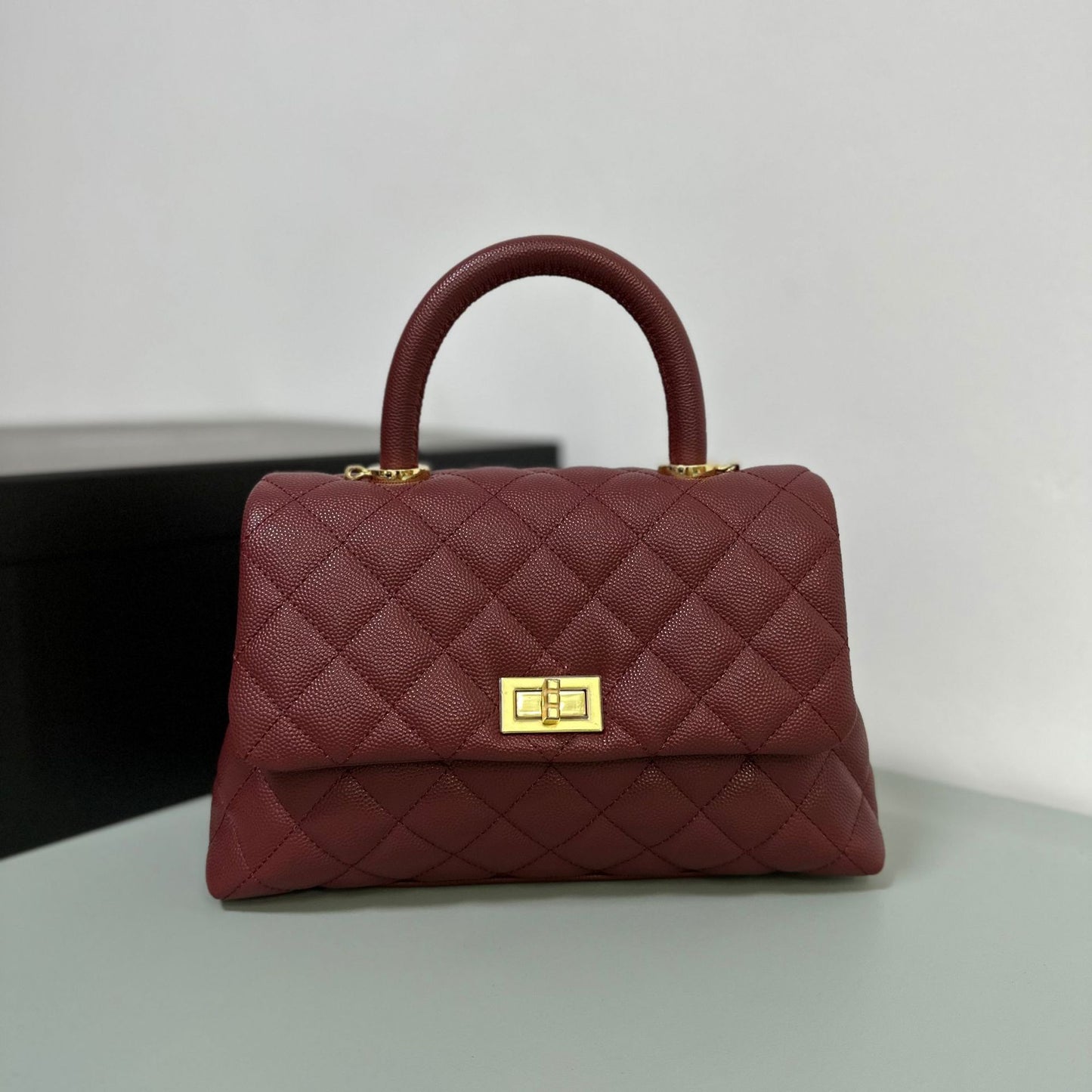 Luxury inspired Top Handle Flap Leather Bag