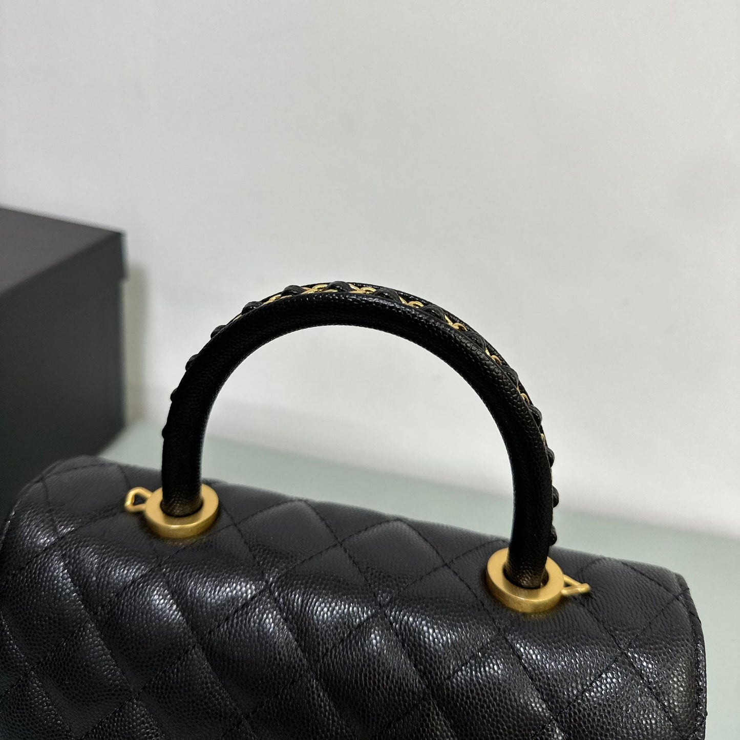 Luxury inspired Top Handle Flap Leather Bag