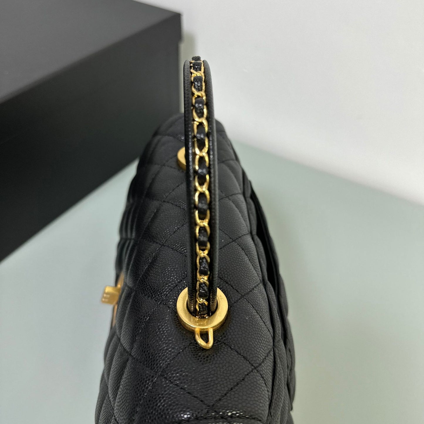 Luxury inspired Top Handle Flap Leather Bag