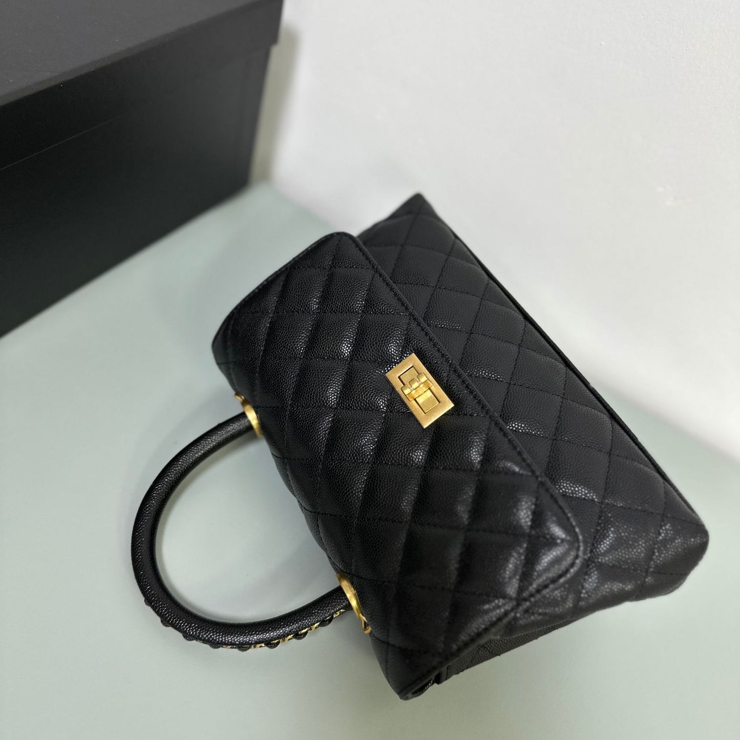 Luxury inspired Top Handle Flap Leather Bag