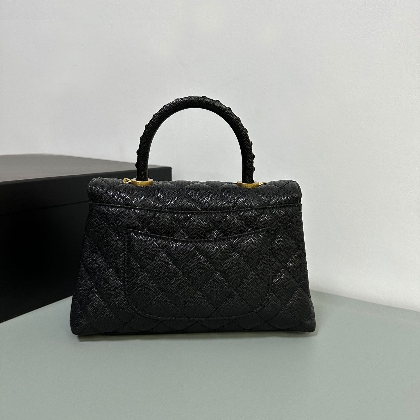Luxury inspired Top Handle Flap Leather Bag