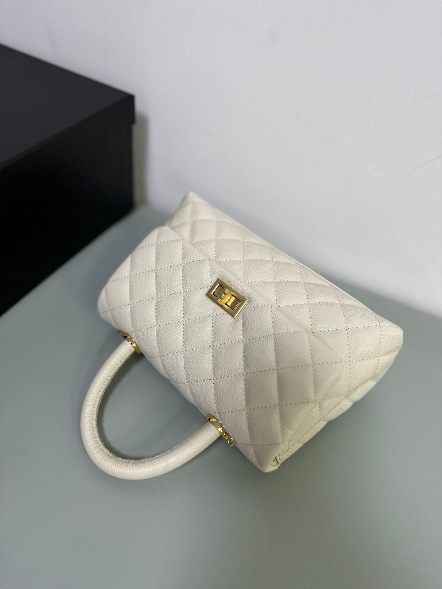 Luxury inspired Top Handle Flap Leather Bag