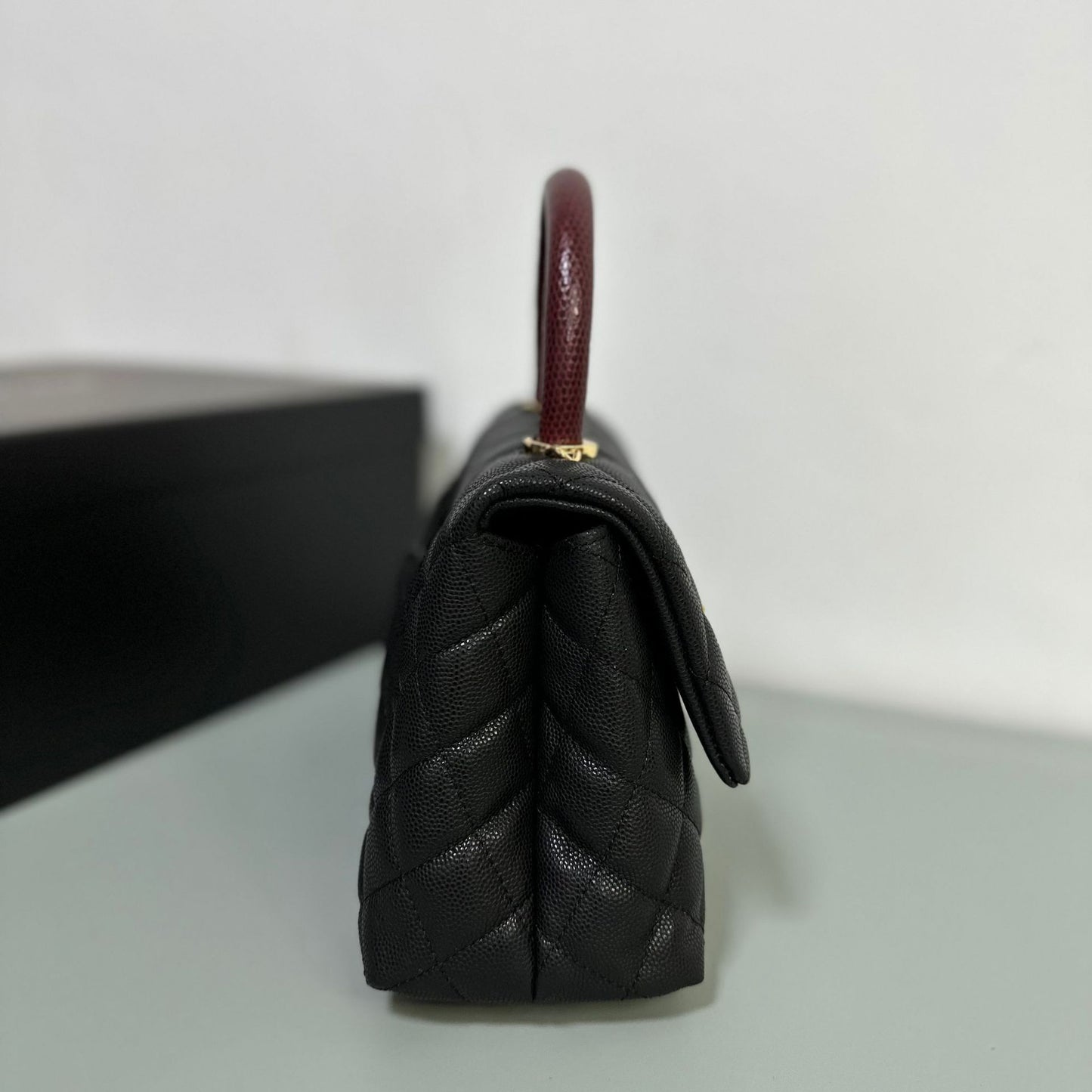 Luxury inspired Top Handle Flap Leather Bag