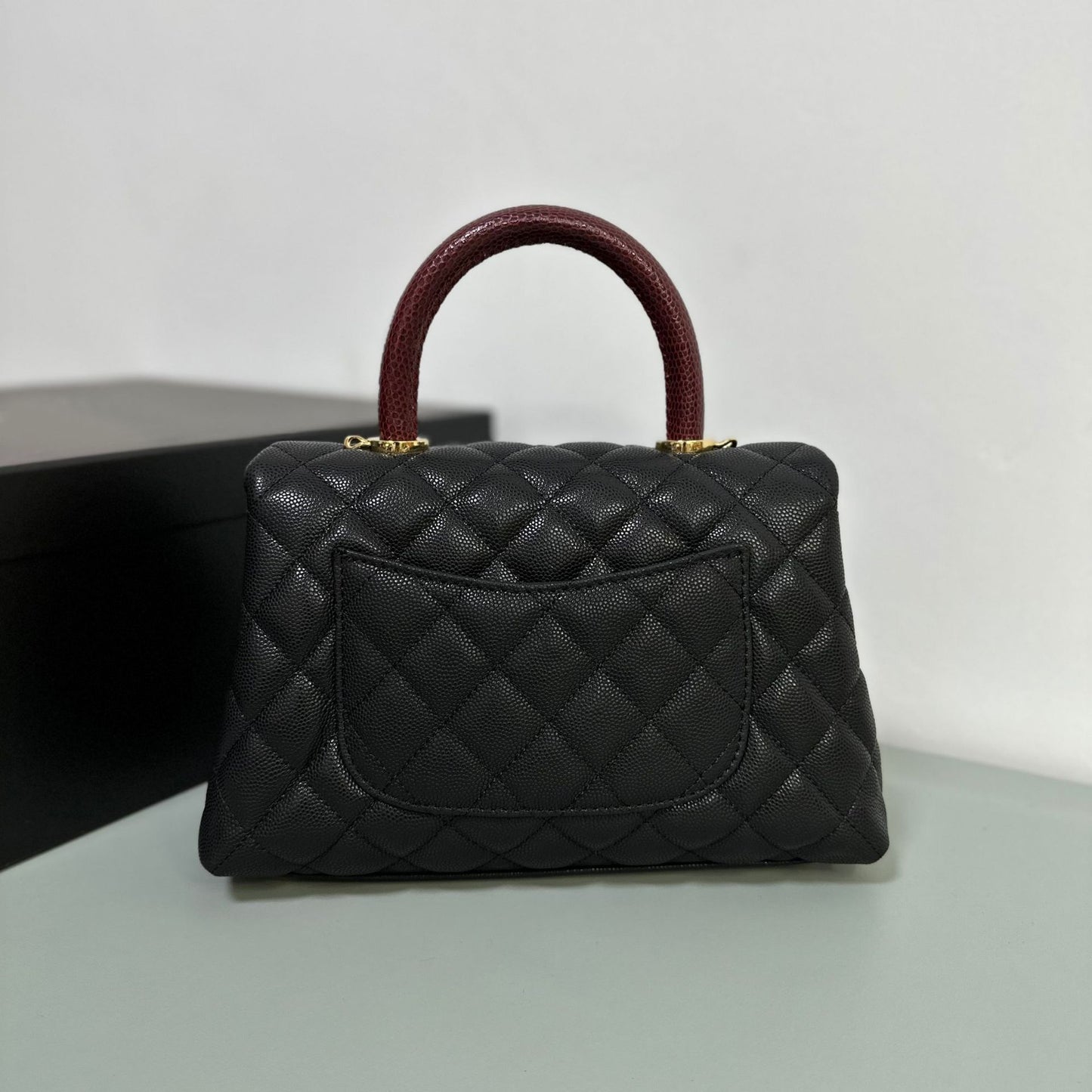 Luxury inspired Top Handle Flap Leather Bag