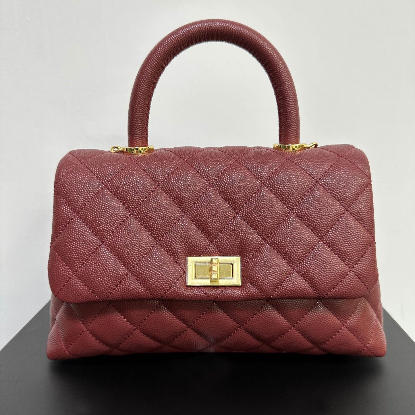 Luxury inspired Top Handle Flap Leather Bag