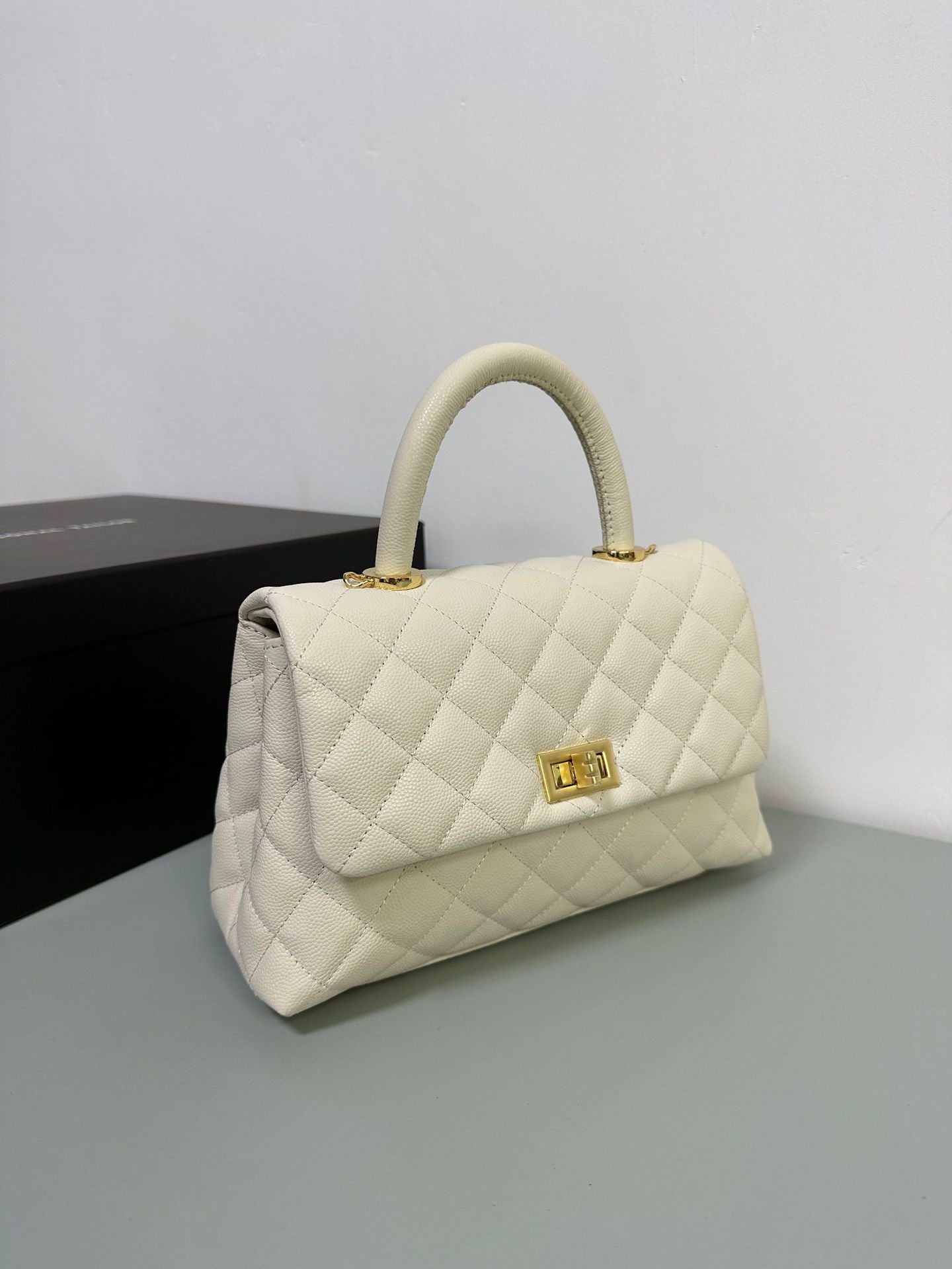 Luxury inspired Top Handle Flap Leather Bag