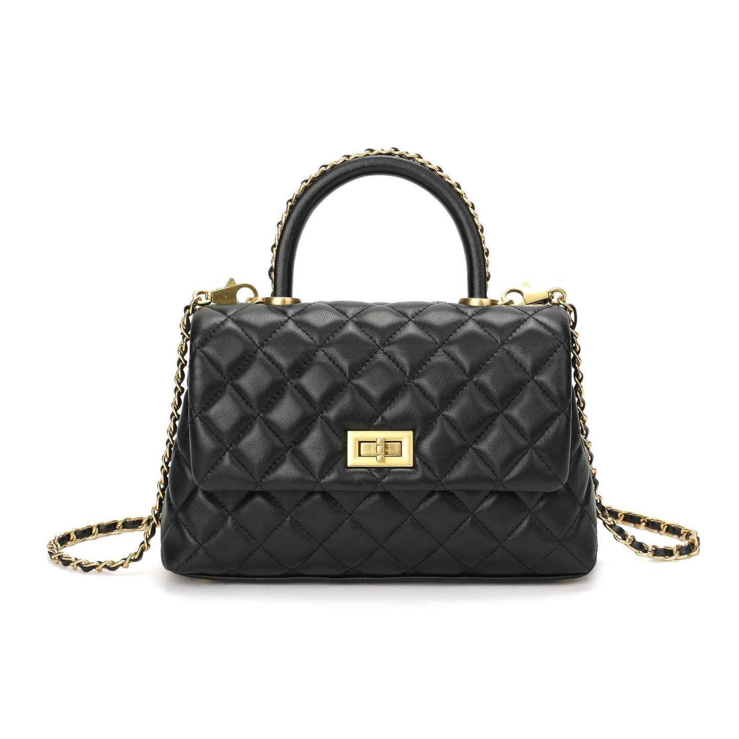 Luxury inspired Top Handle Flap Leather Bag