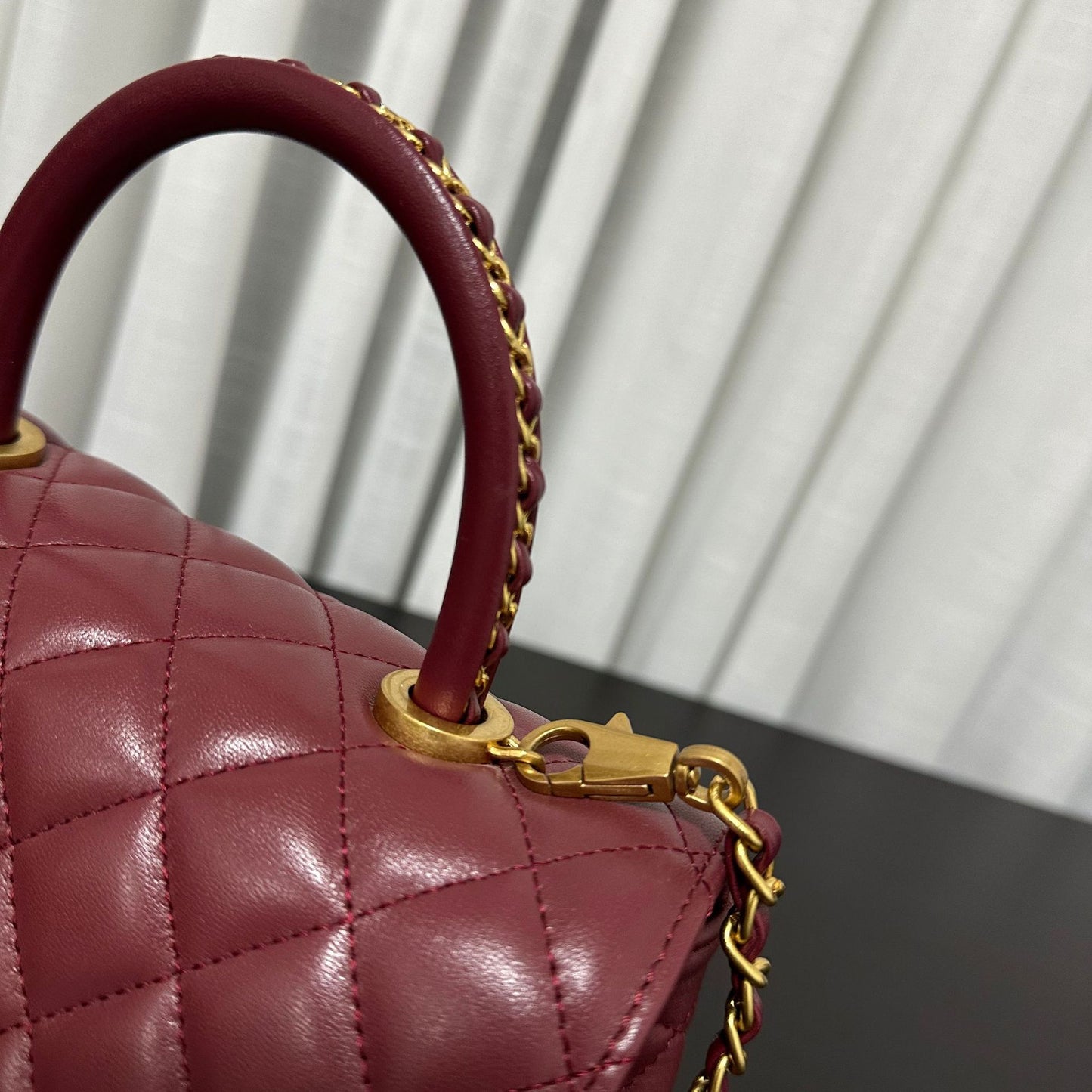 Luxury inspired Top Handle Flap Leather Bag
