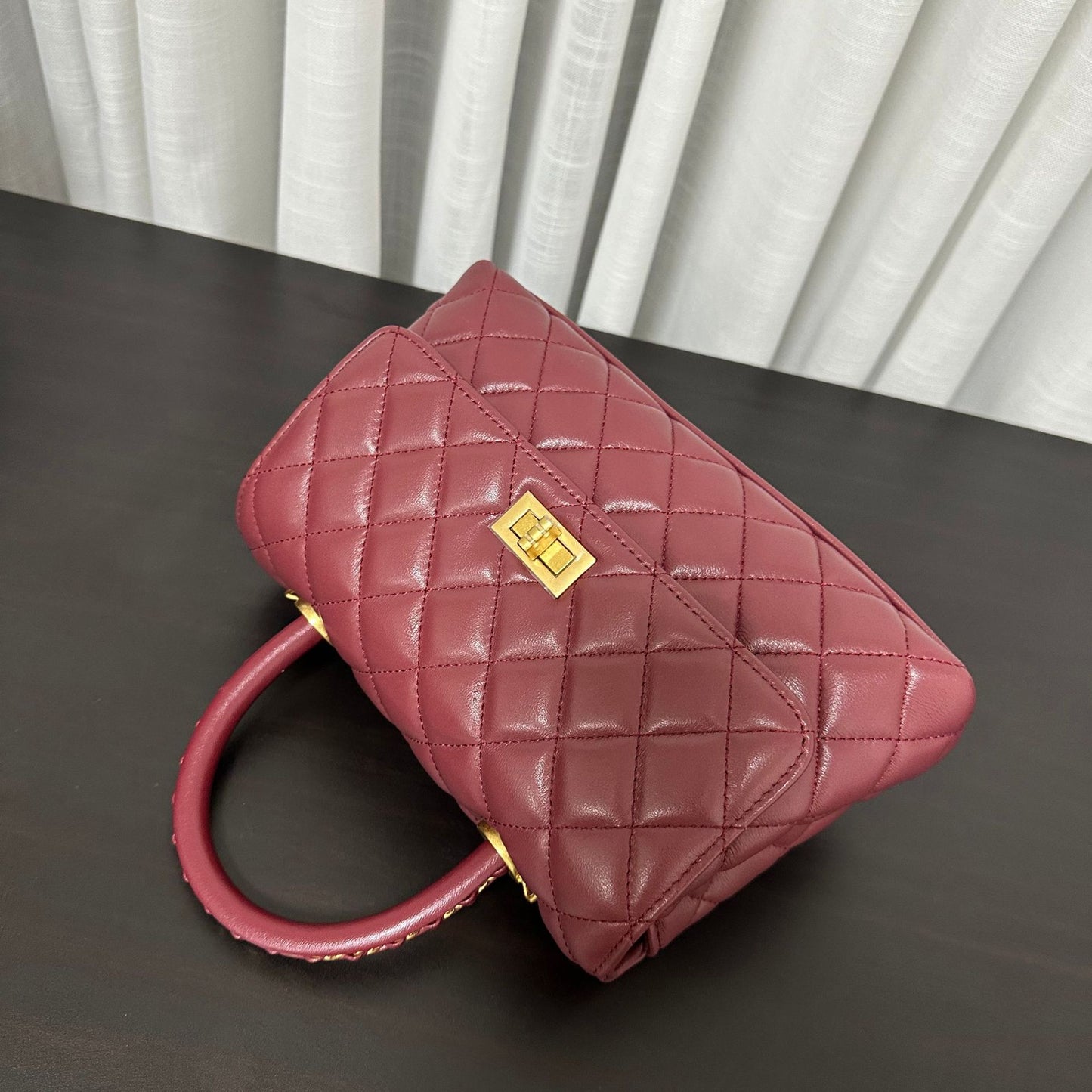 Luxury inspired Top Handle Flap Leather Bag
