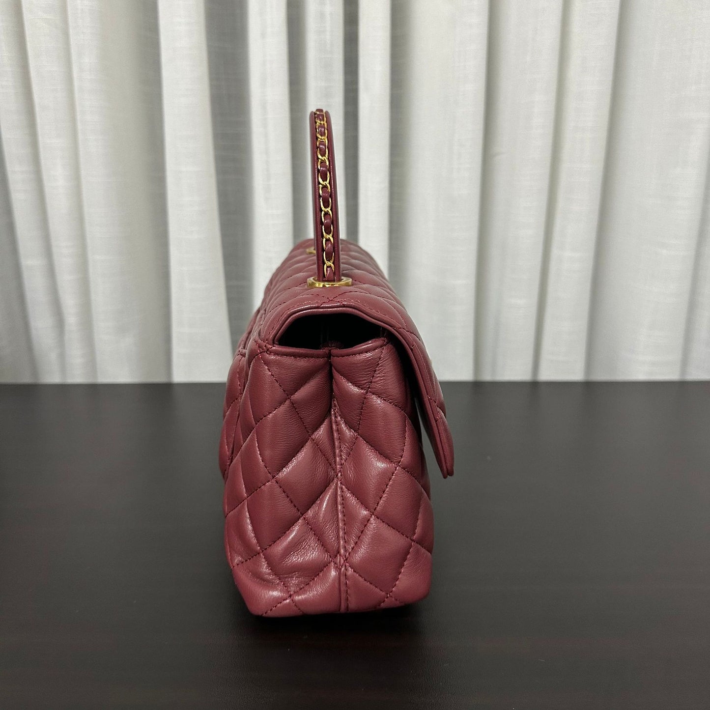Luxury inspired Top Handle Flap Leather Bag