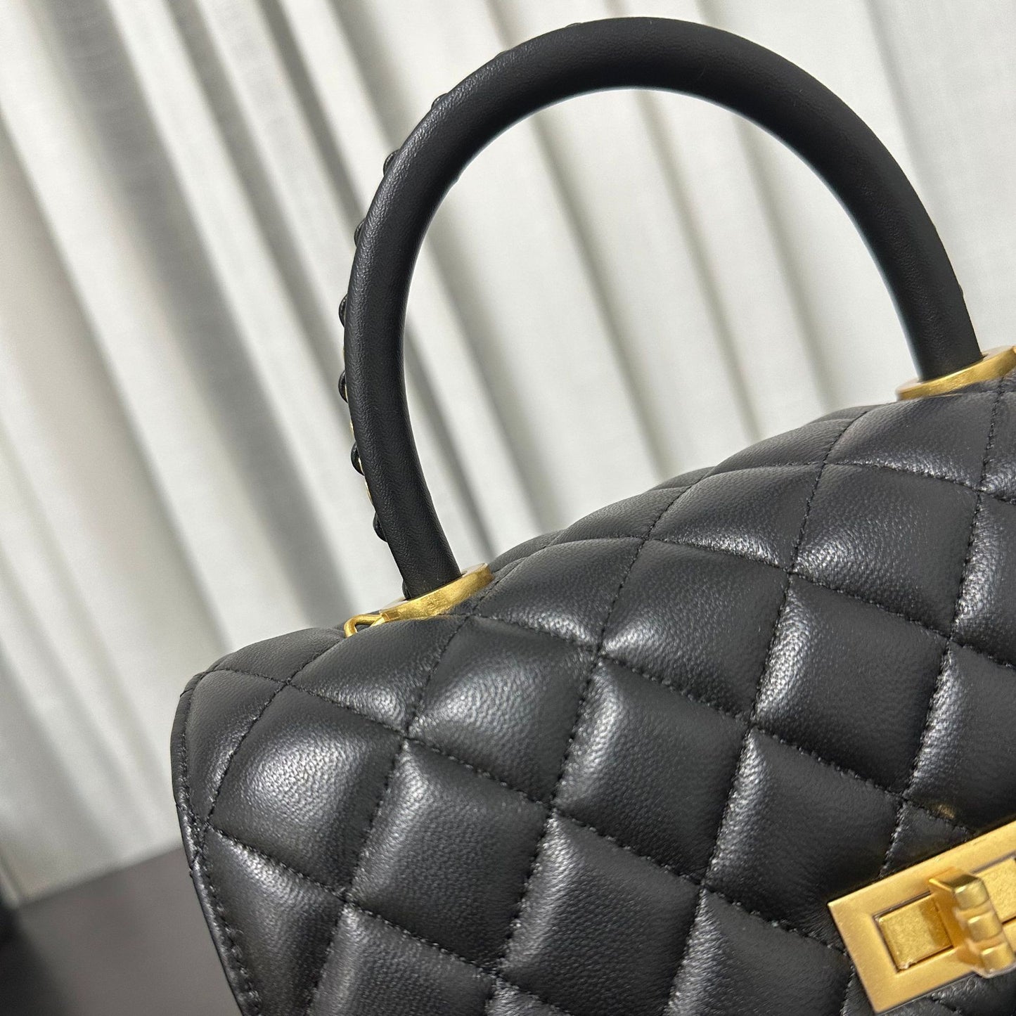 Luxury inspired Top Handle Flap Leather Bag