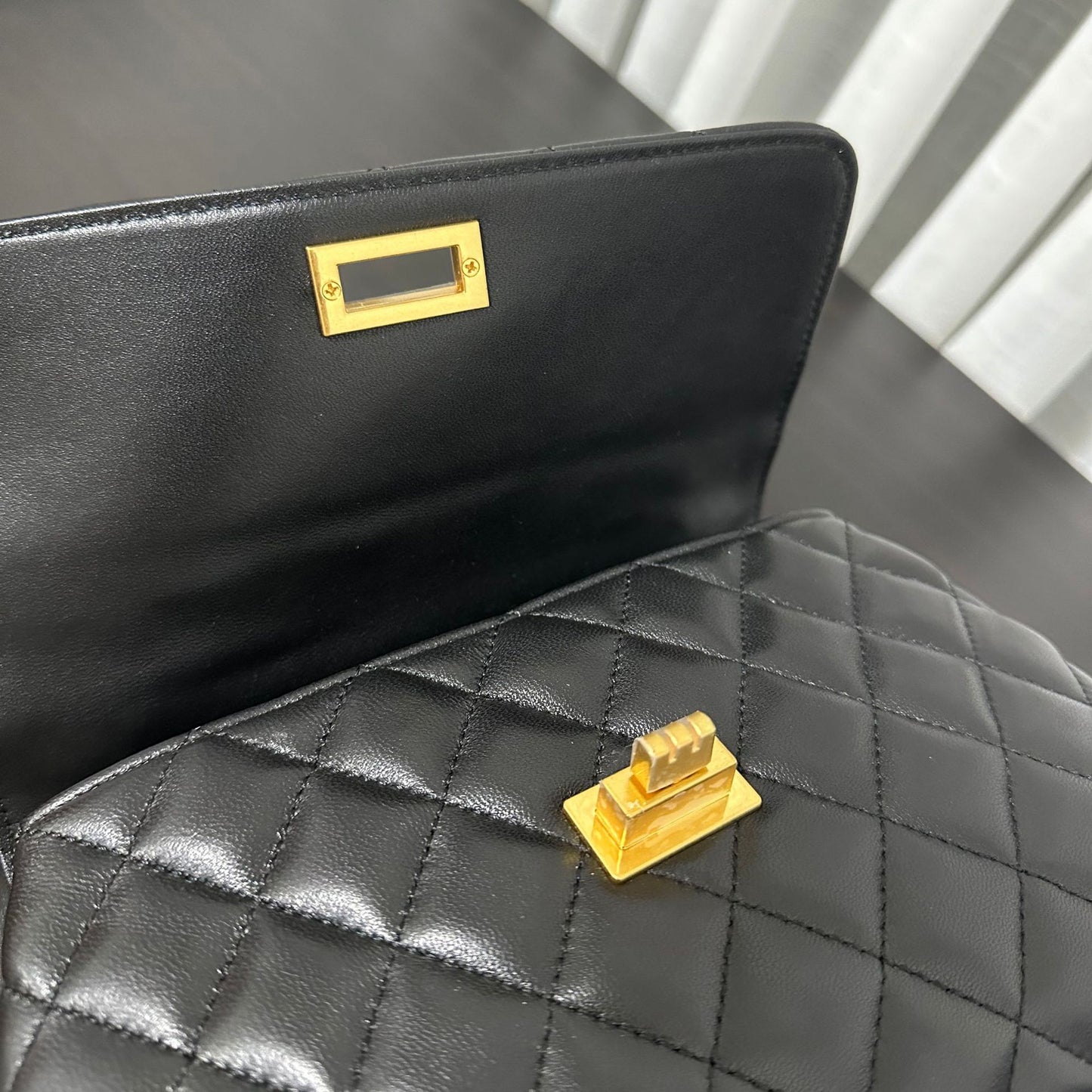 Luxury inspired Top Handle Flap Leather Bag