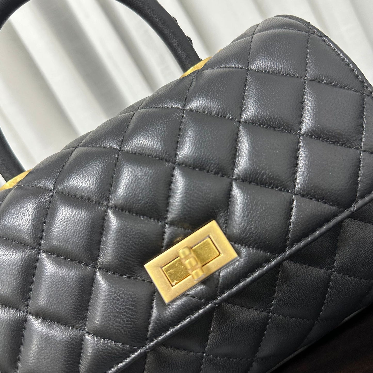 Luxury inspired Top Handle Flap Leather Bag