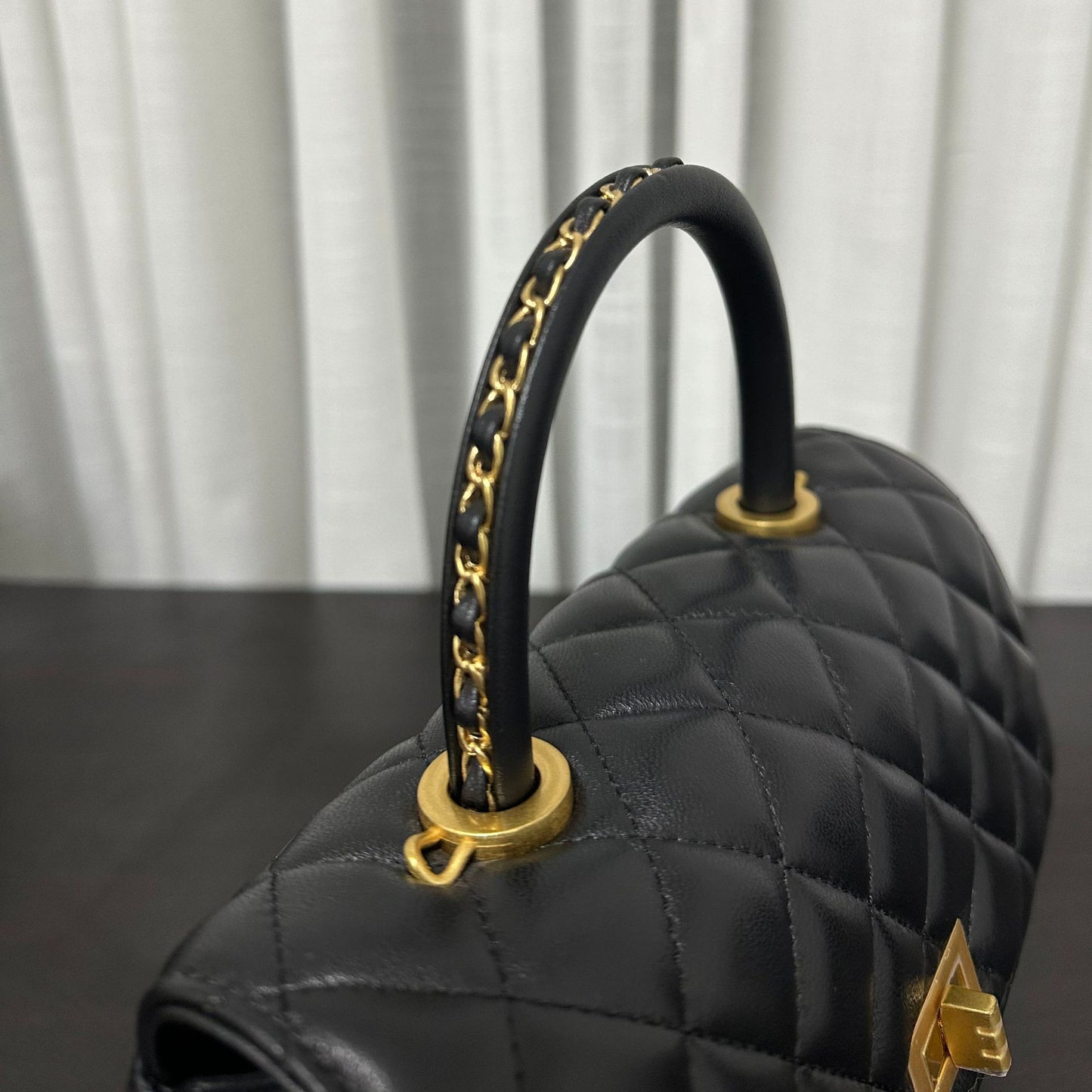 Luxury inspired Top Handle Flap Leather Bag