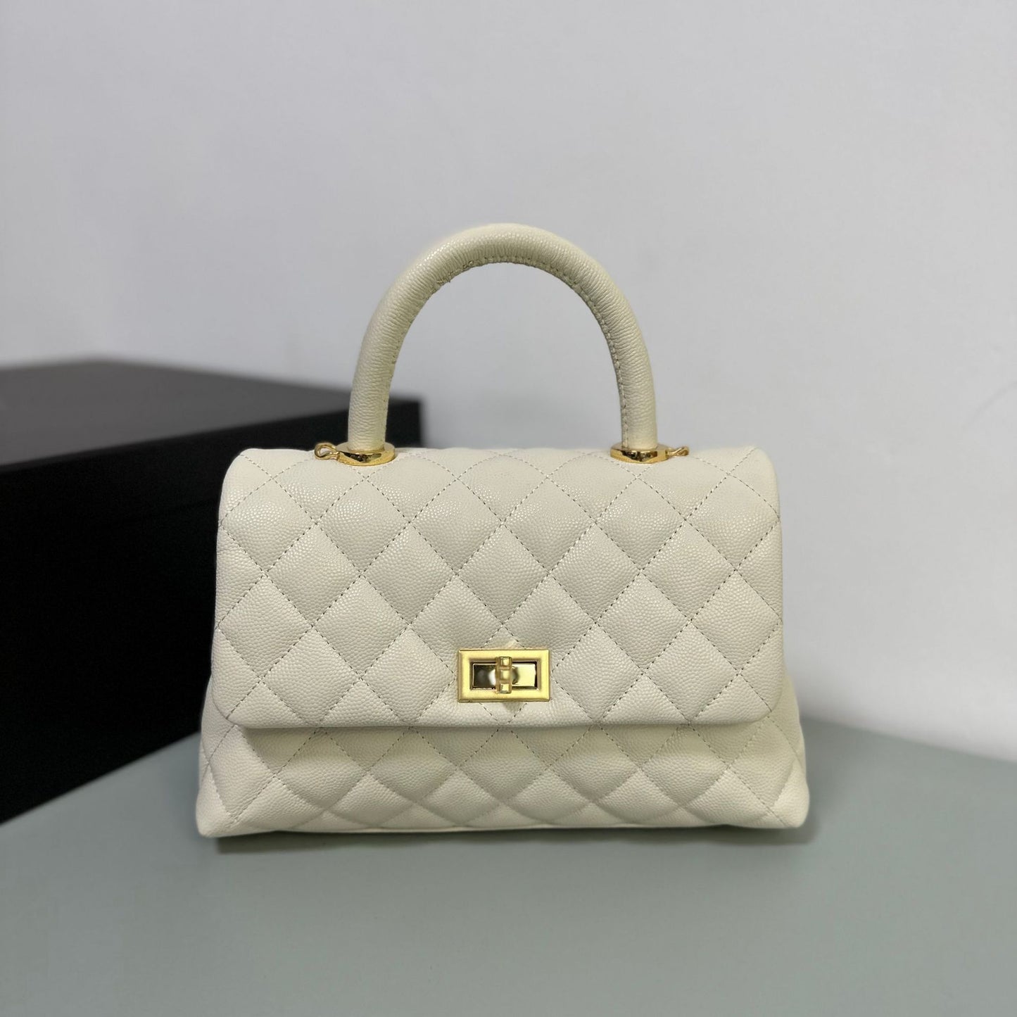 Luxury inspired Top Handle Flap Leather Bag