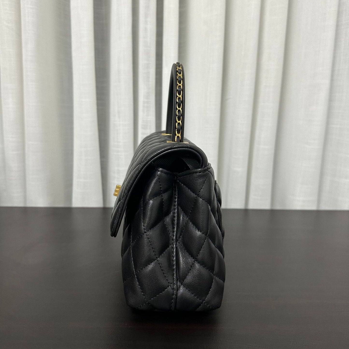 Luxury inspired Top Handle Flap Leather Bag