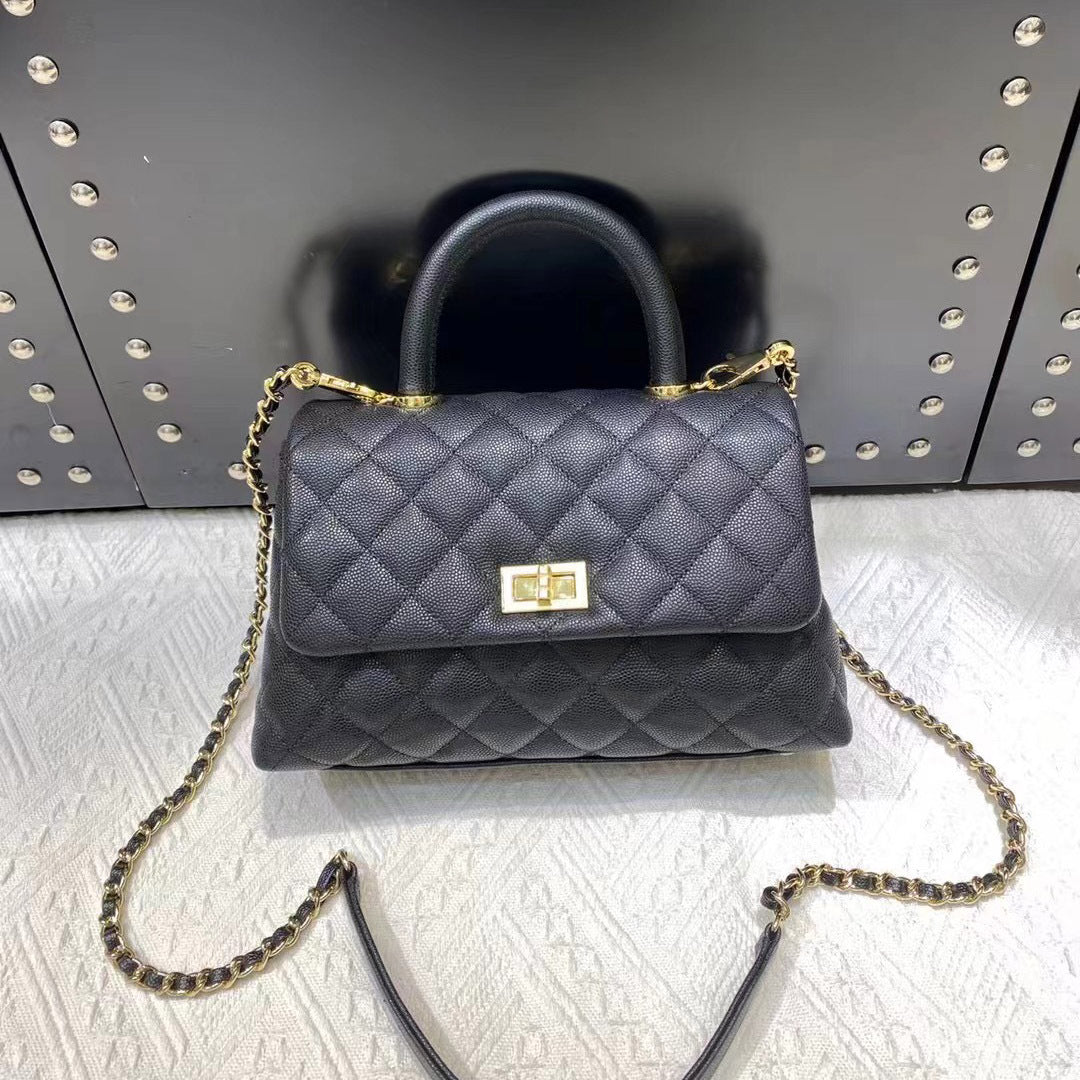 Luxury inspired Top Handle Flap Leather Bag