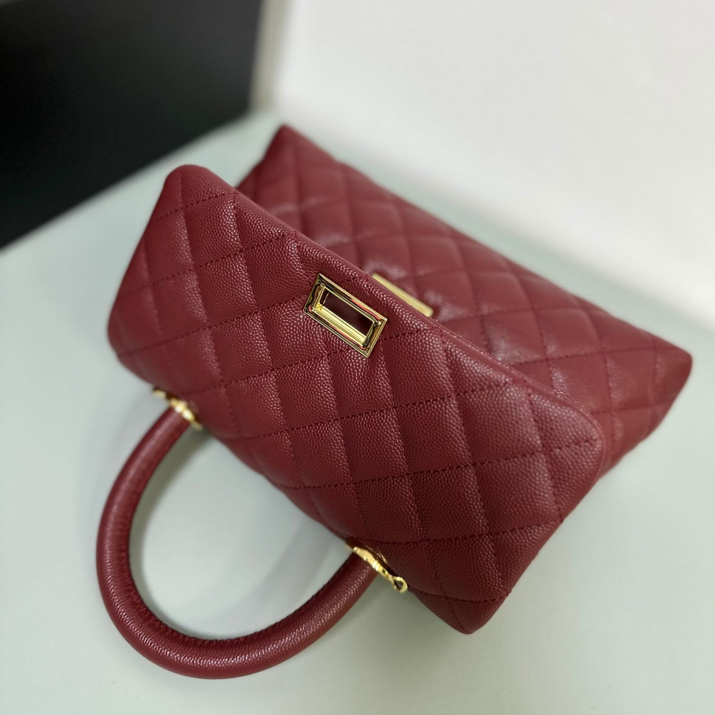 Luxury inspired Top Handle Flap Leather Bag