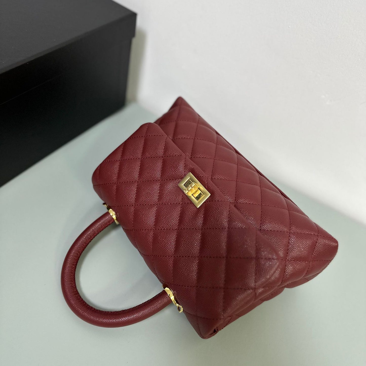 Luxury inspired Top Handle Flap Leather Bag