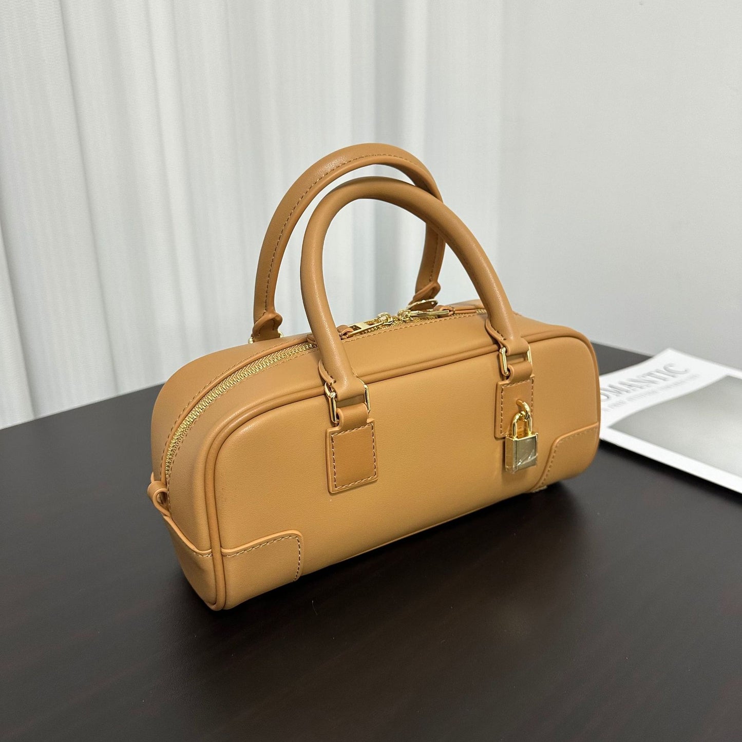 Compact Soft-Grain Leather Top Handle Bag