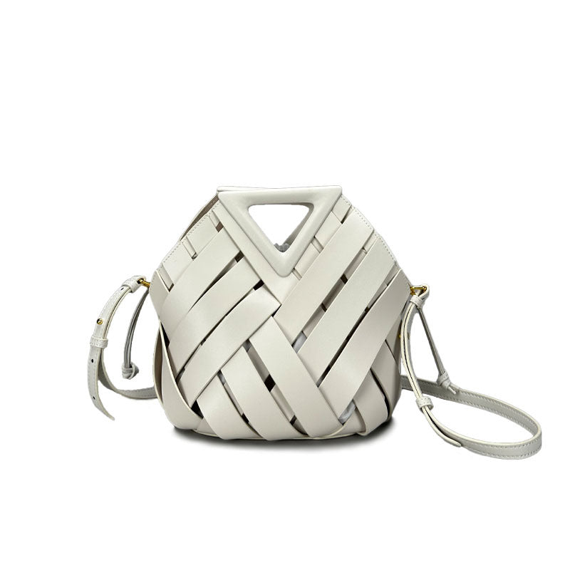 Woven-Style Leather Basket Bag