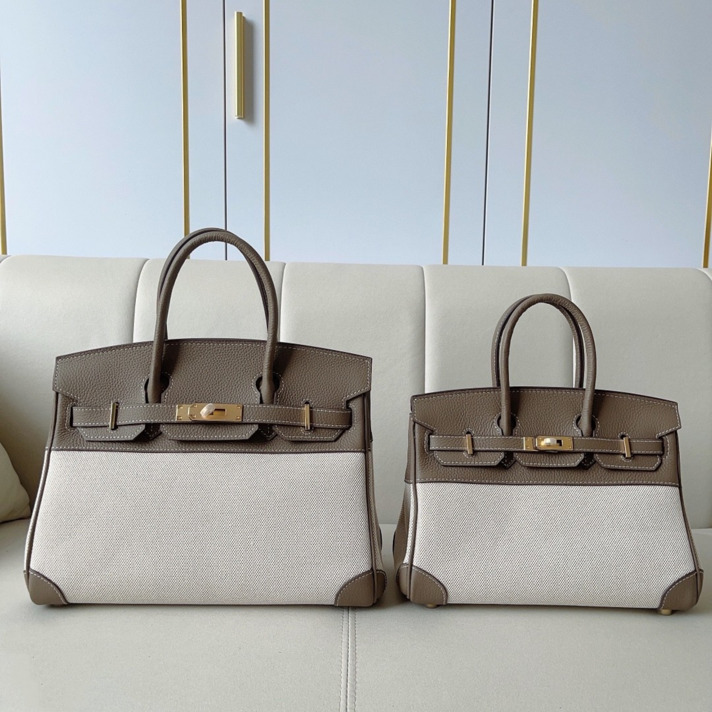 The Hermes Togo Birkin inspired Luxurious Leather & Canvas Bag