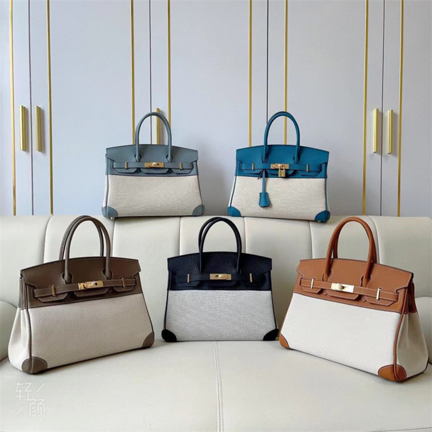 The Hermes Togo Birkin inspired Luxurious Leather & Canvas Bag