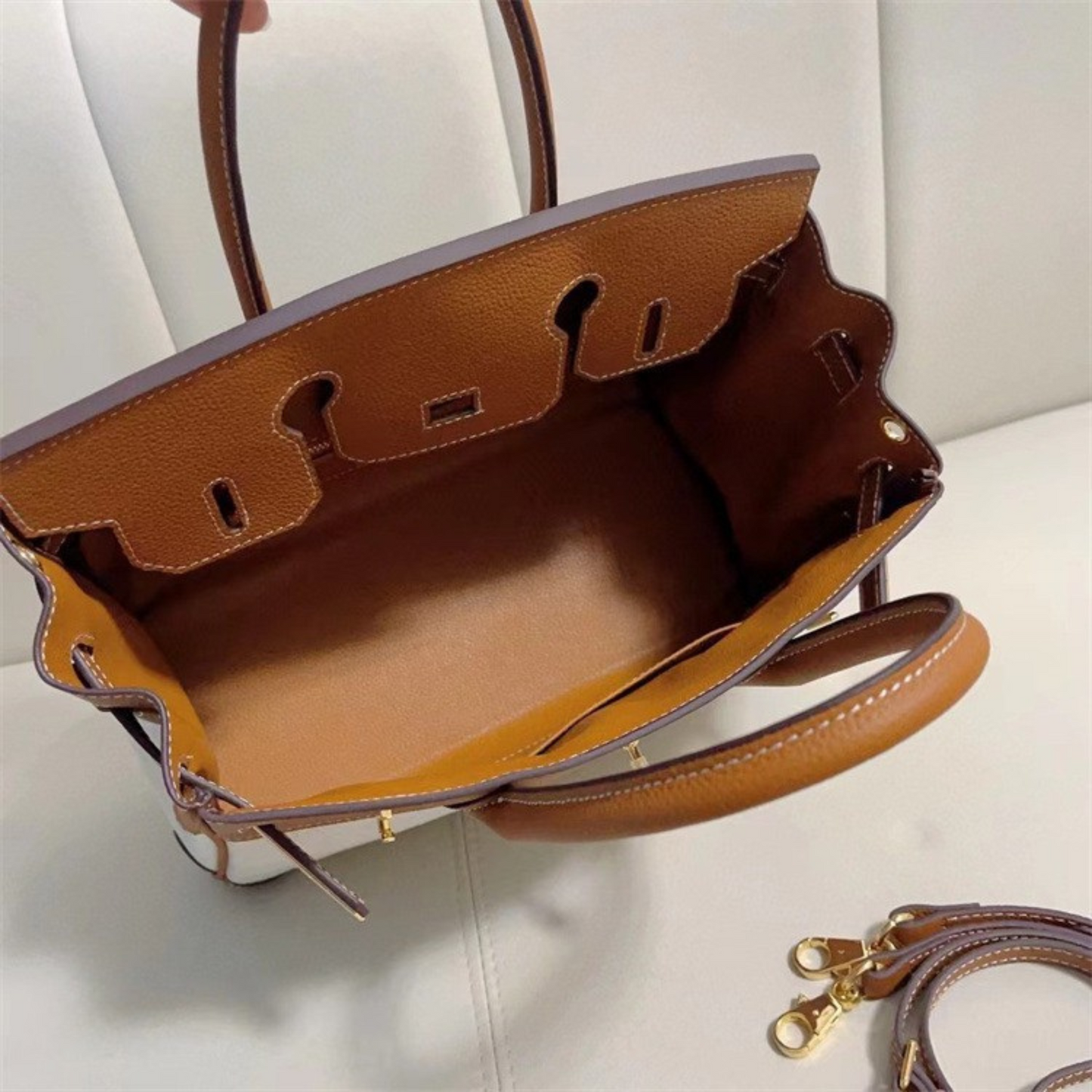 The Hermes Togo Birkin inspired Luxurious Leather & Canvas Bag