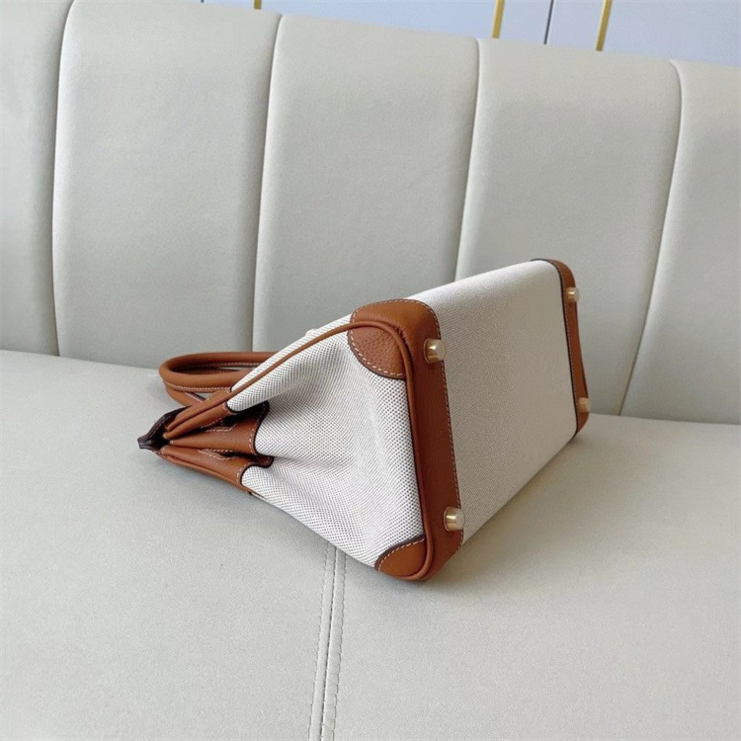 The Hermes Togo Birkin inspired Luxurious Leather & Canvas Bag