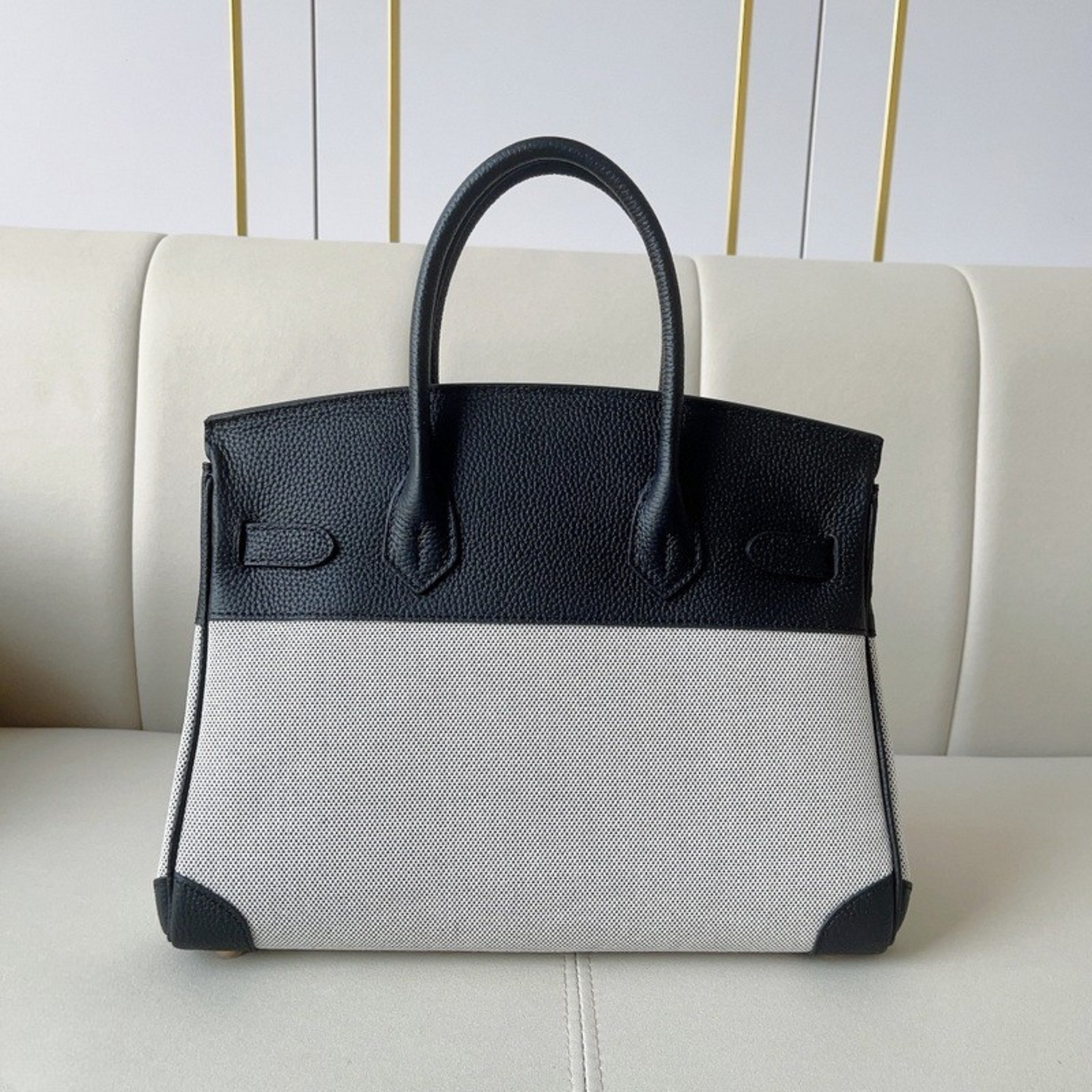 The Hermes Togo Birkin inspired Luxurious Leather & Canvas Bag