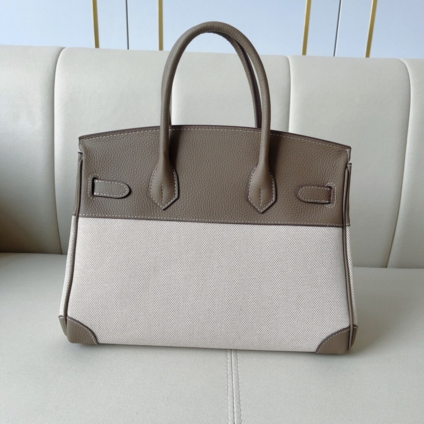 The Hermes Togo Birkin inspired Luxurious Leather & Canvas Bag