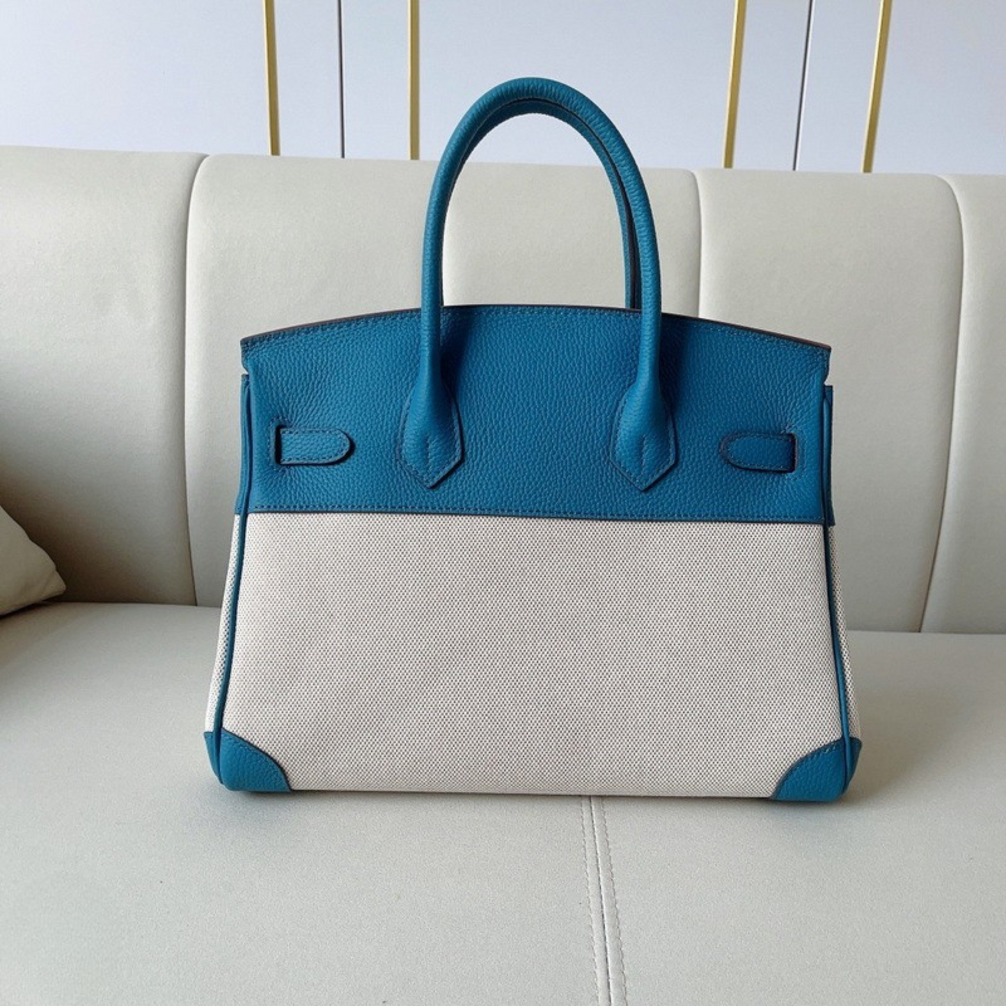 The Hermes Togo Birkin inspired Luxurious Leather & Canvas Bag