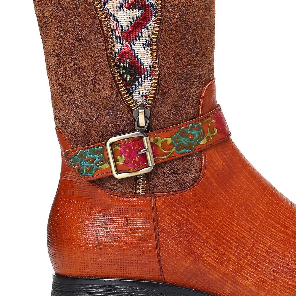 Women's Handmade Leather Mid-Calf Boots "Alpha Style" - Trendiesty Worldwide