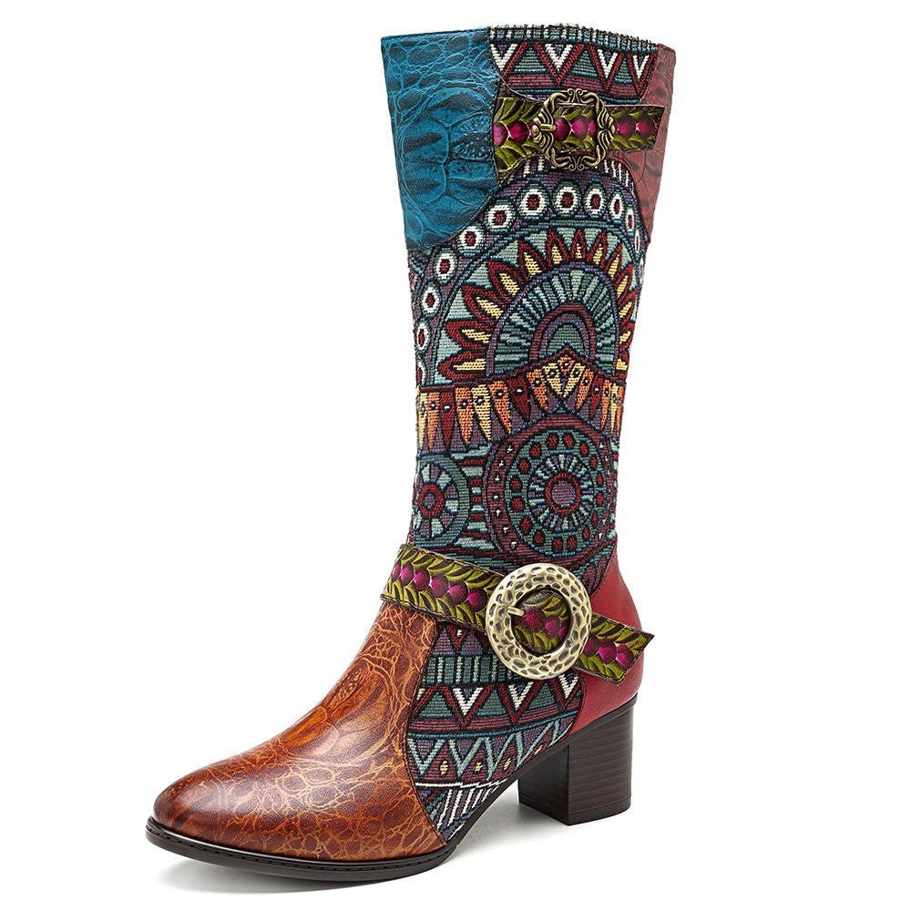 Women's Handmade Leather Mid-Calf Boots "Beta Style" - Trendiesty Worldwide