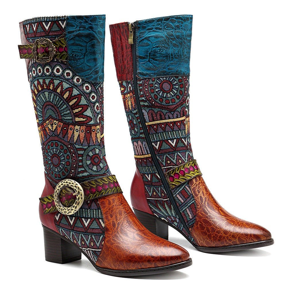 Women's Handmade Leather Mid-Calf Boots "Beta Style" - Trendiesty Worldwide