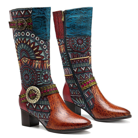 Women's Handmade Leather Mid-Calf Boots "Beta Style" - Trendiesty Worldwide