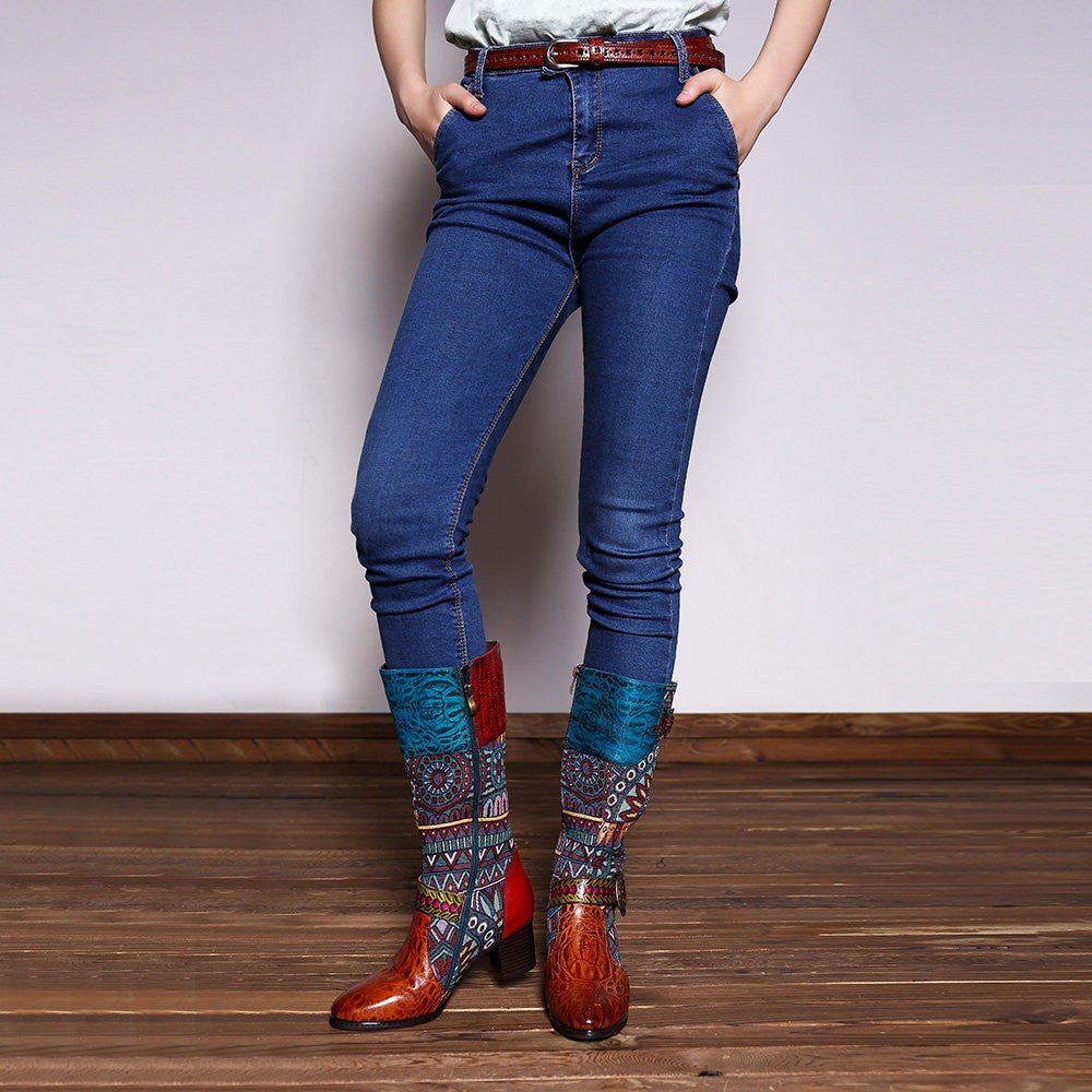 Women's Handmade Leather Mid-Calf Boots "Beta Style" - Trendiesty Worldwide