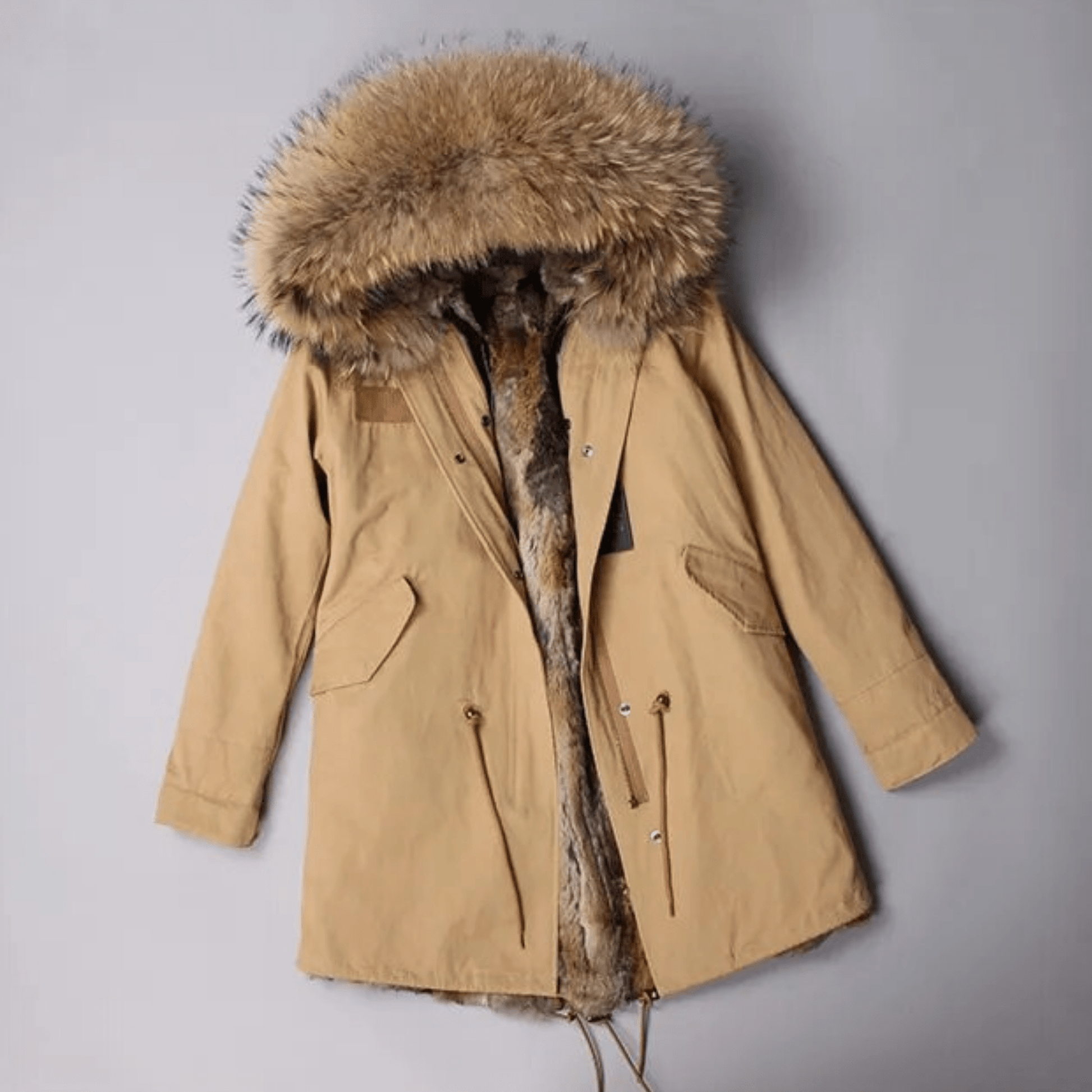 Women's Luxury Real Fur Waterproof Parka "Beta Style" - Beige / S - Trendiesty Worldwide