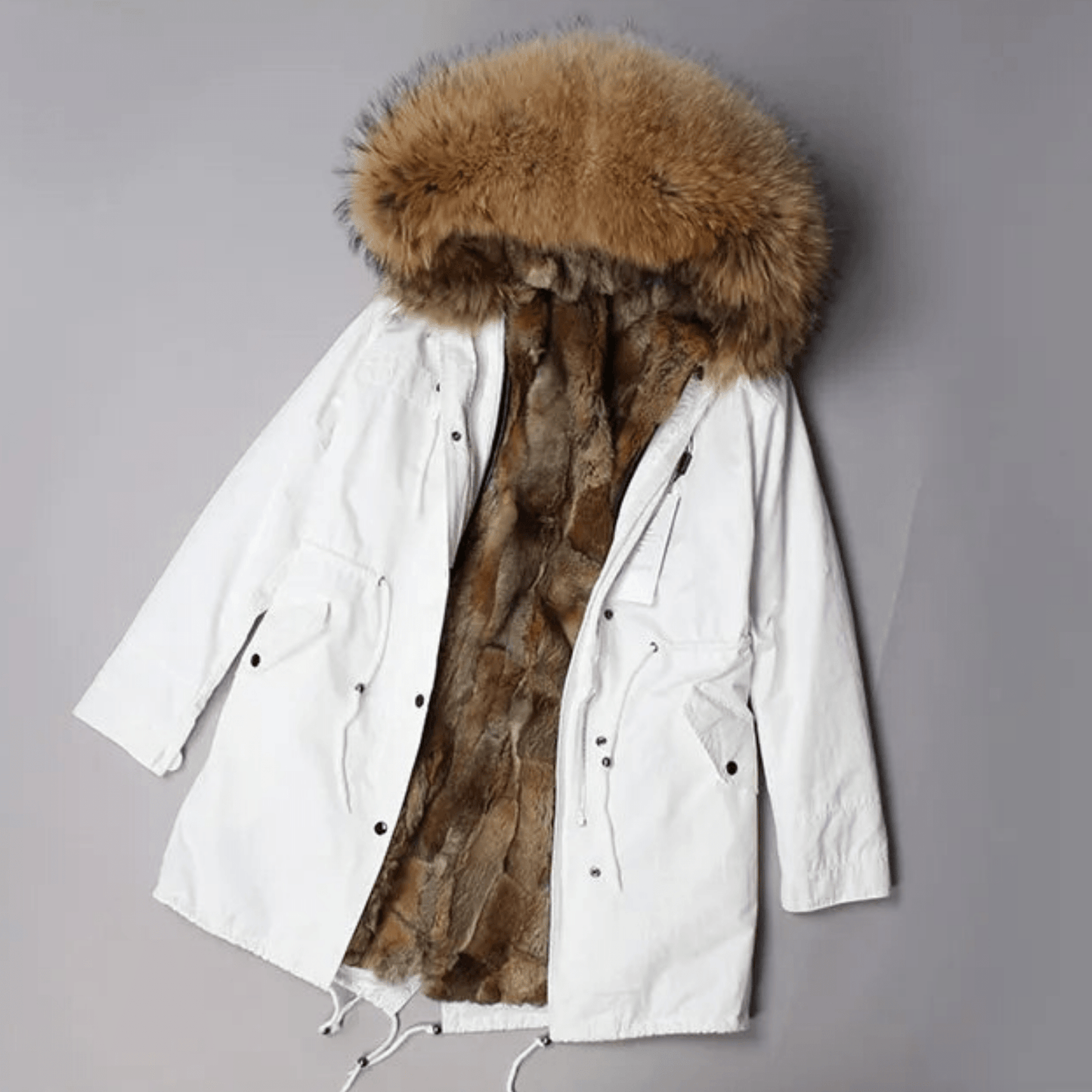 Women's Luxury Real Fur Waterproof Parka "Beta Style" - White / S - Trendiesty Worldwide
