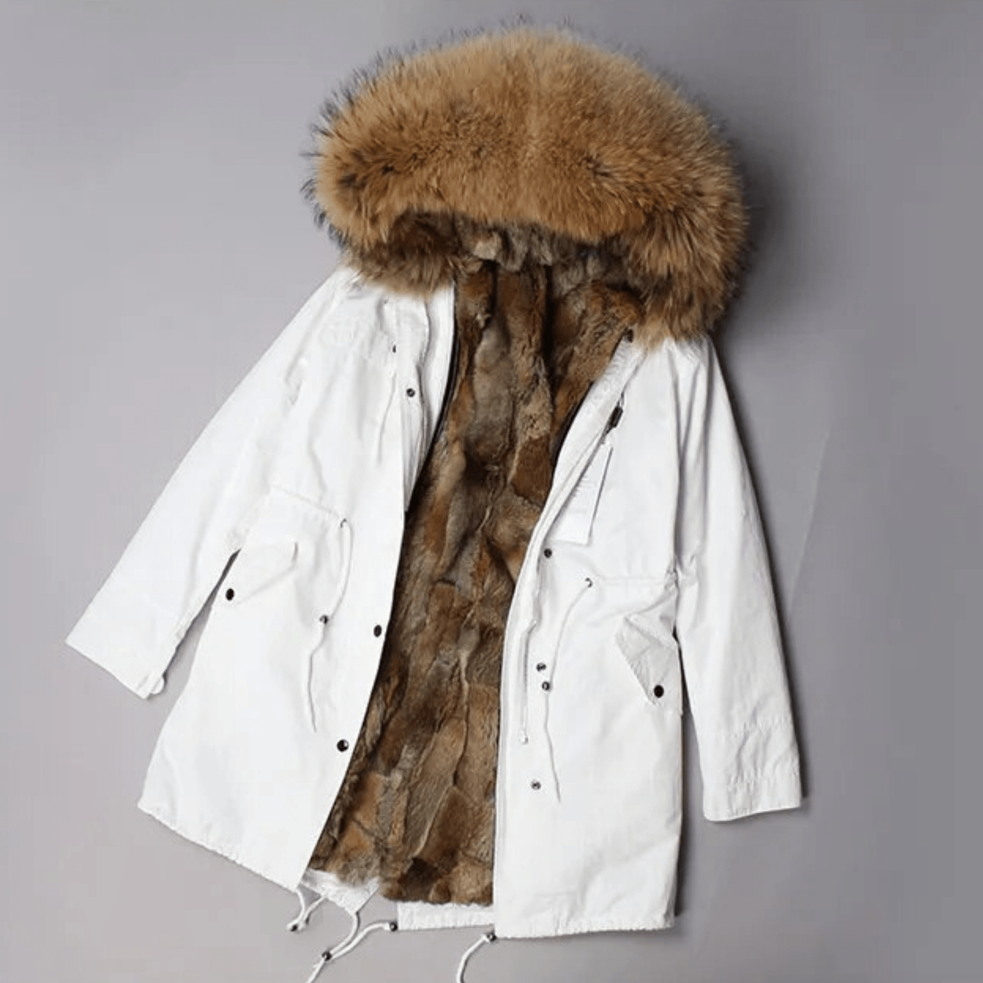 Women's Luxury Real Fur Waterproof Parka "Beta Style" - White / S - Trendiesty Worldwide
