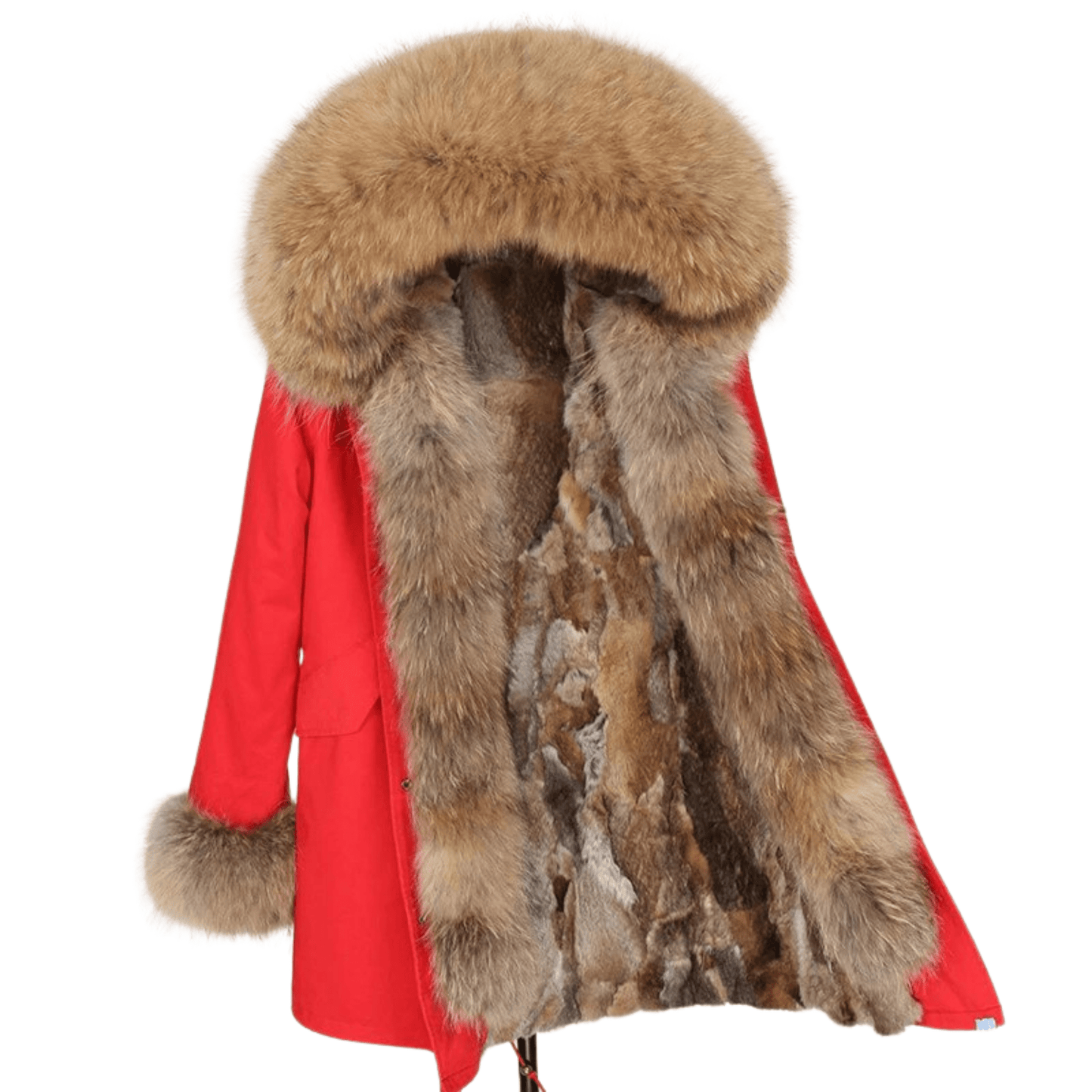 Women's Luxury Real Fur Waterproof Parka "Full Fur Beta Style" - Red / S - Trendiesty Worldwide