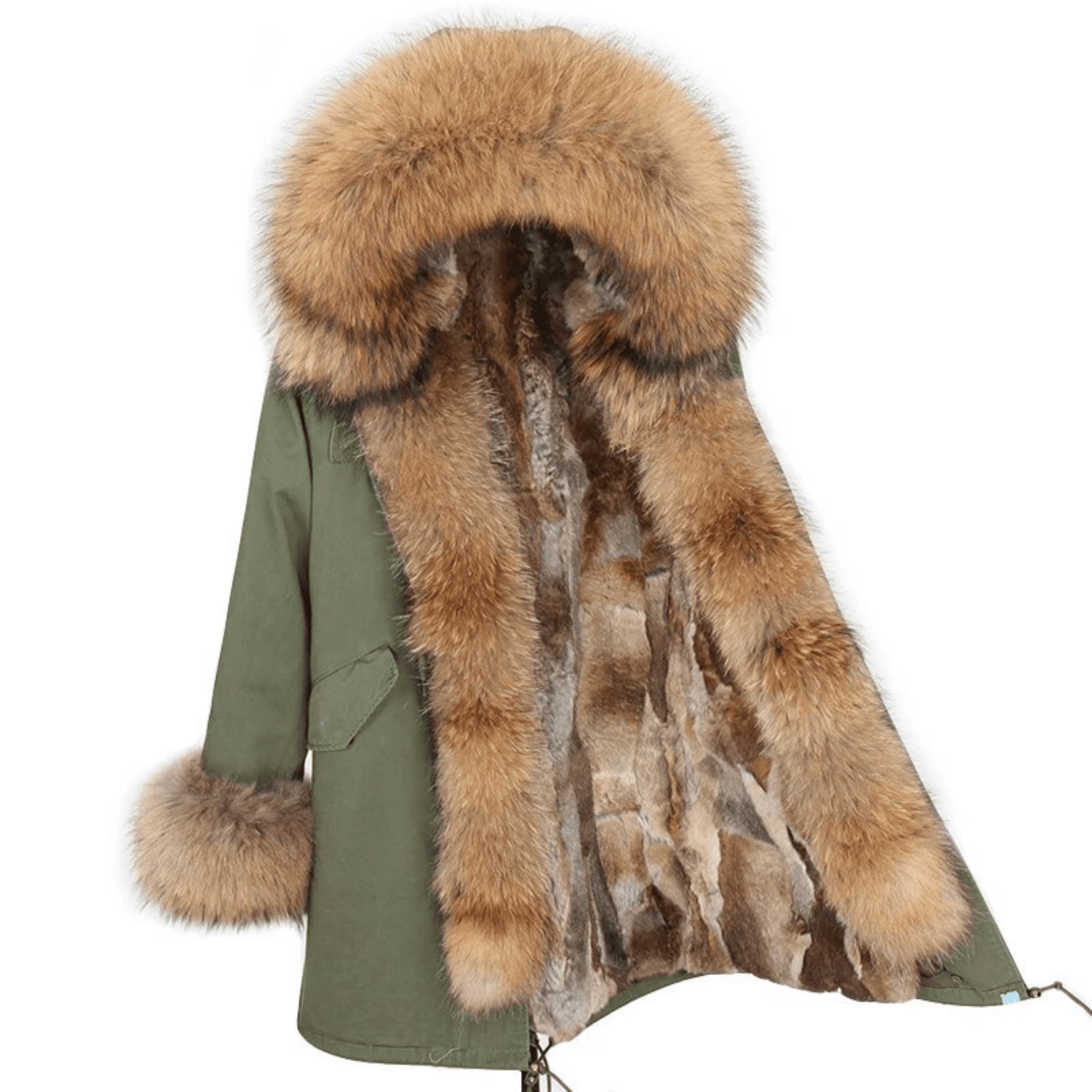 Women's Luxury Real Fur Waterproof Parka "Full Fur Beta Style" - Green / S - Trendiesty Worldwide