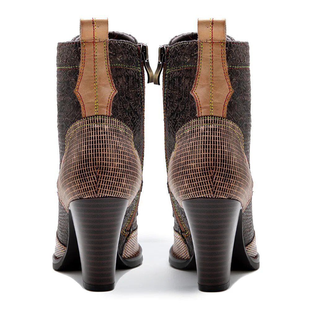 Women's Plaid Pattern Handmade High-heel Shoes - Trendiesty Worldwide