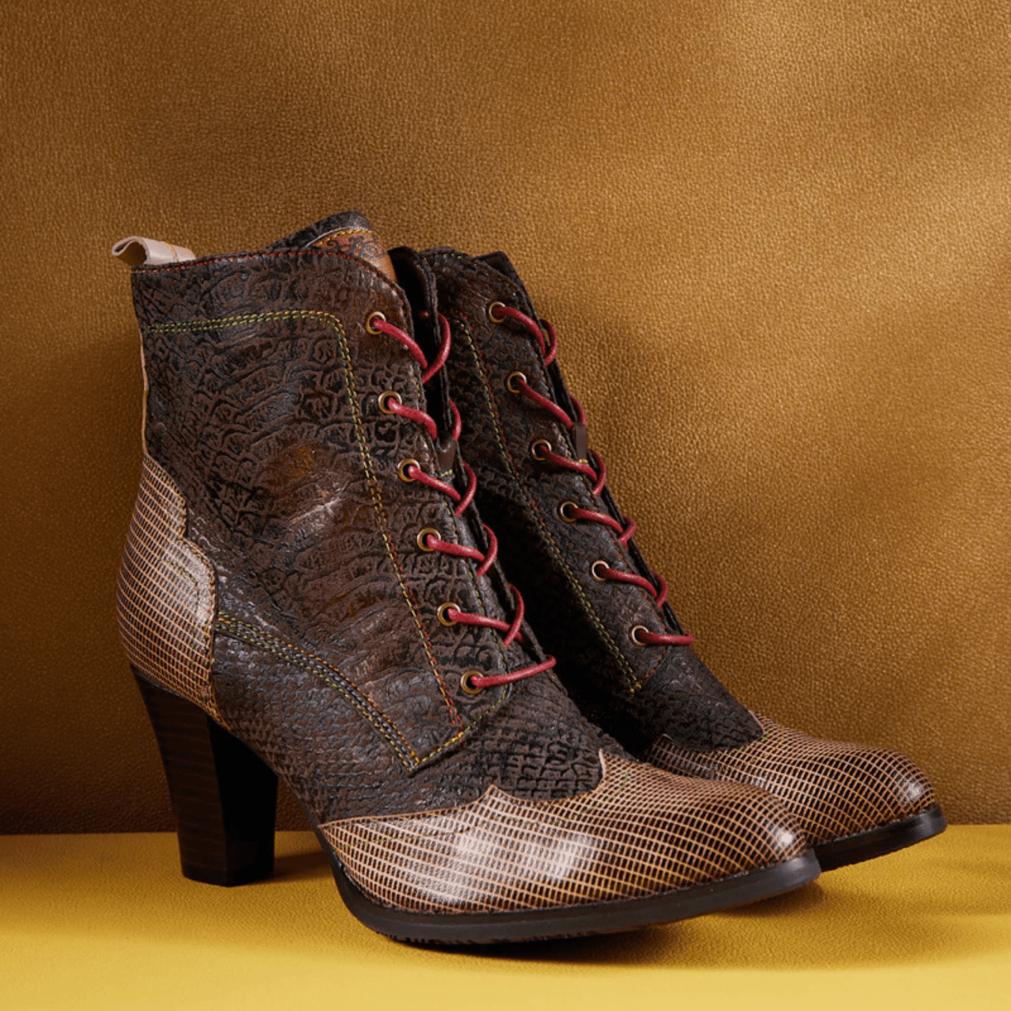 Women's Plaid Pattern Handmade High-heel Shoes - Trendiesty Worldwide