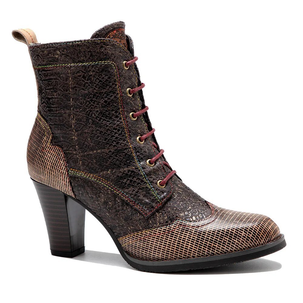 Women's Plaid Pattern Handmade High-heel Shoes - Trendiesty Worldwide