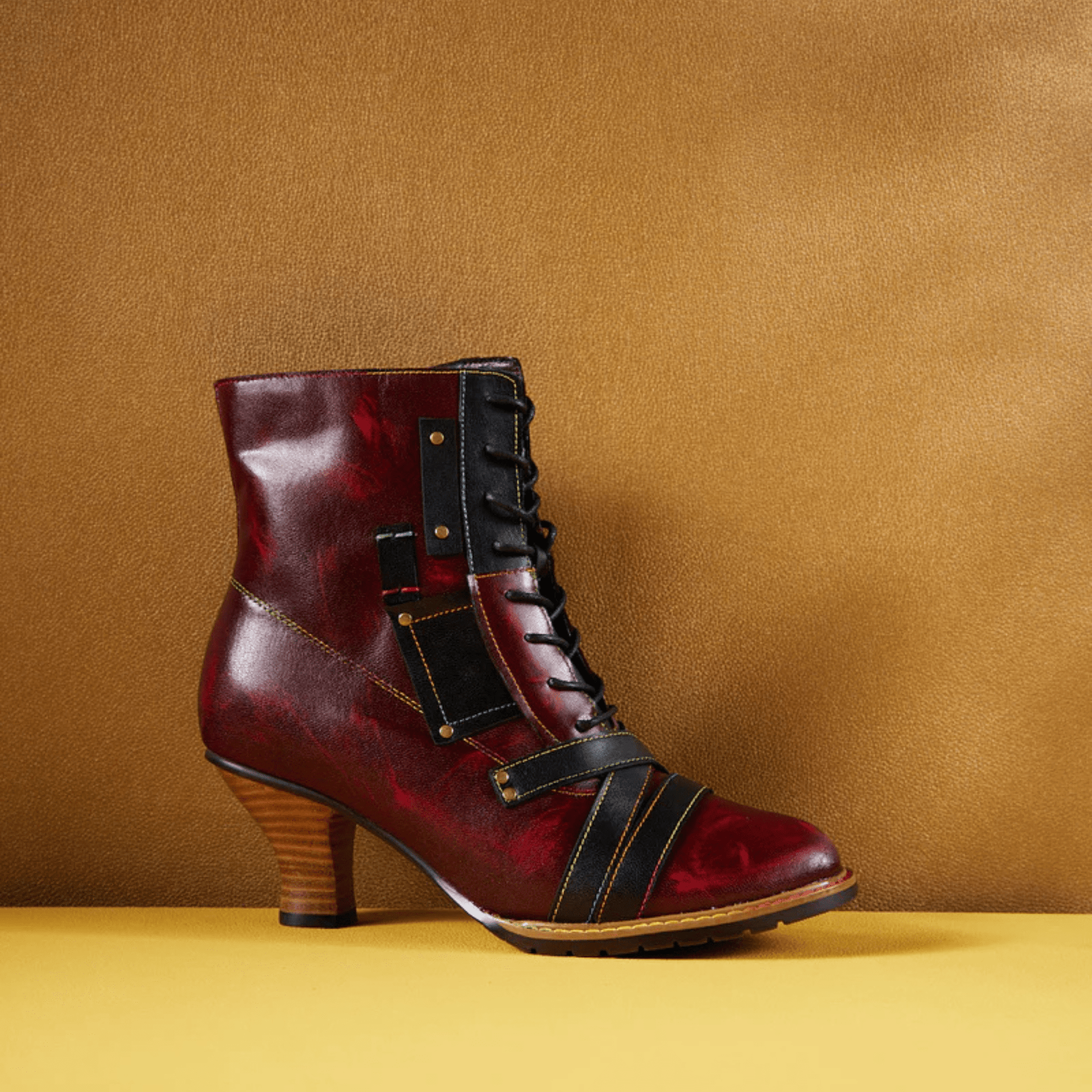Women's Reddish High-heeled Leather Shoes - Trendiesty Worldwide
